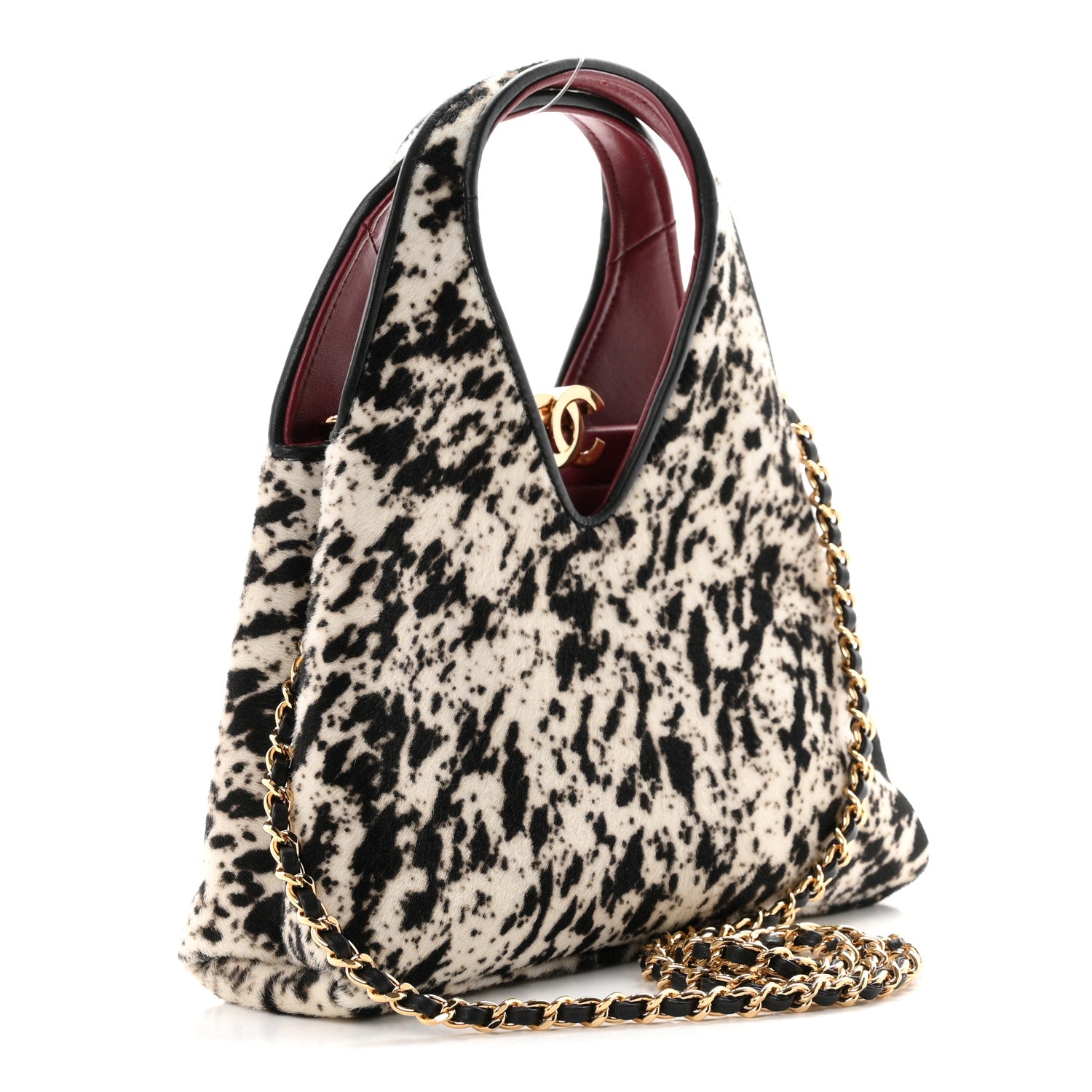 Pony Hair Printed Chic Lady Small Shopping Tote White Black — view 2