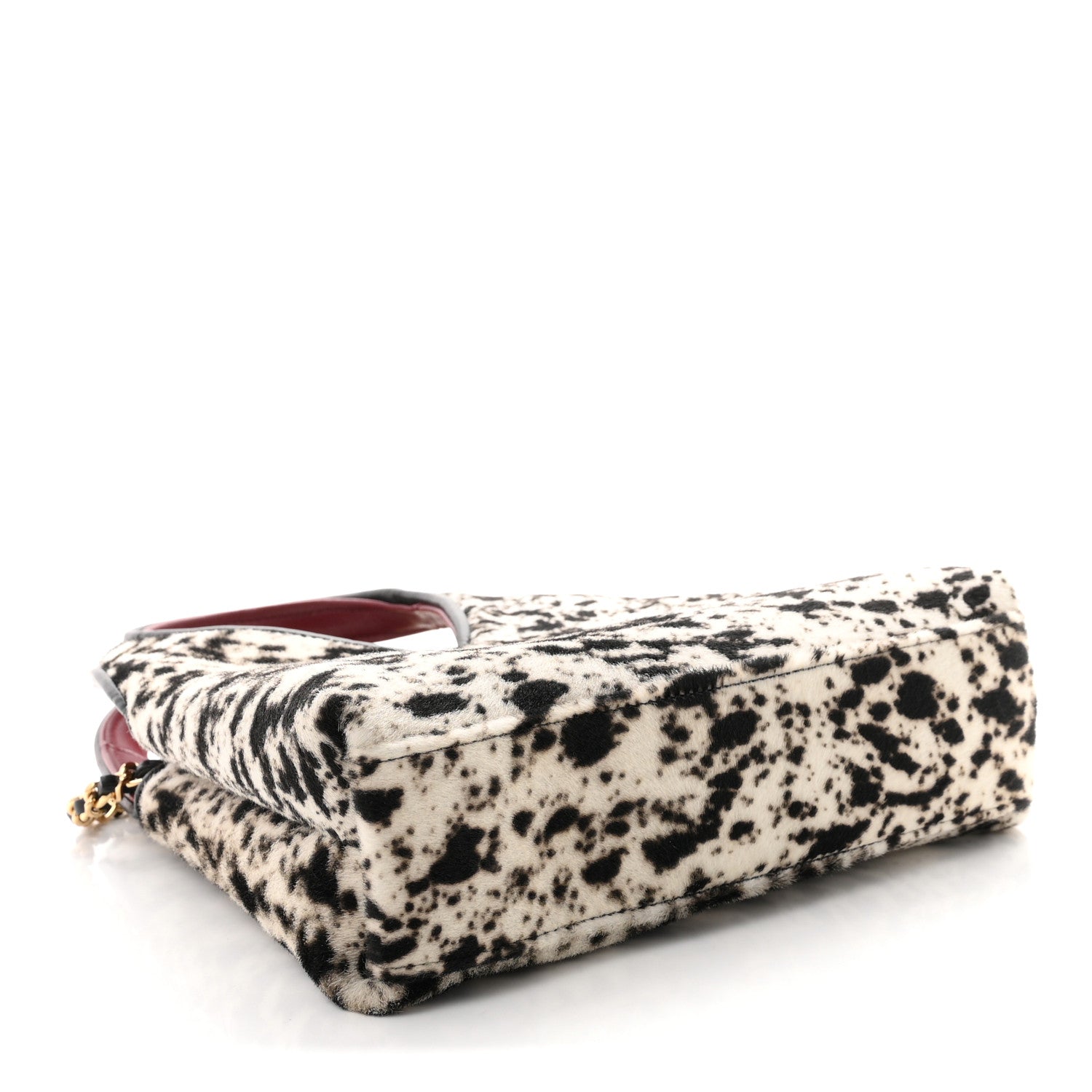 Pony Hair Printed Chic Lady Small Shopping Tote White Black — view 3