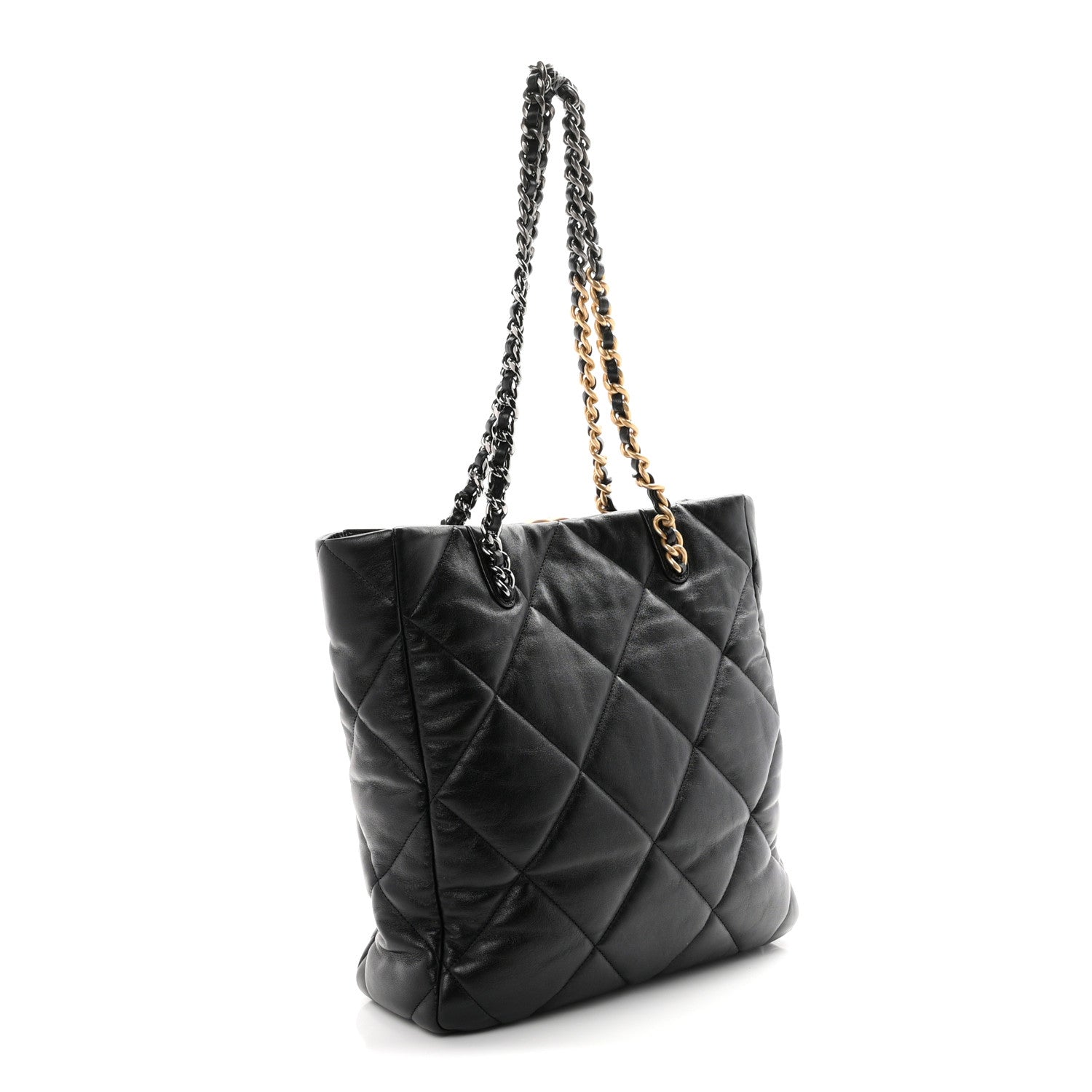 Lambskin Quilted Chanel 19 Shopping Bag Black — view 2