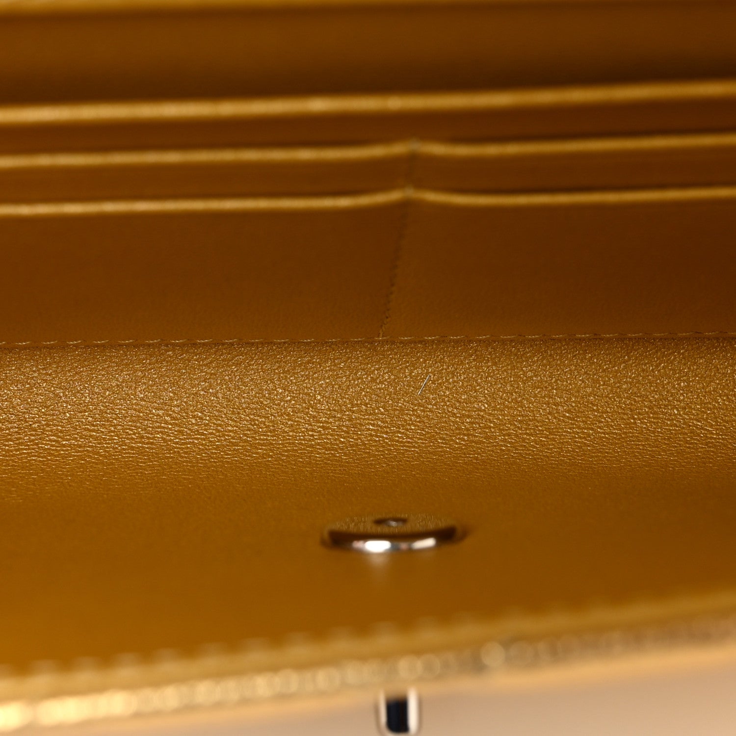 Metallic Caviar Quilted Top Handle Long Clutch With Chain Gold — view 5