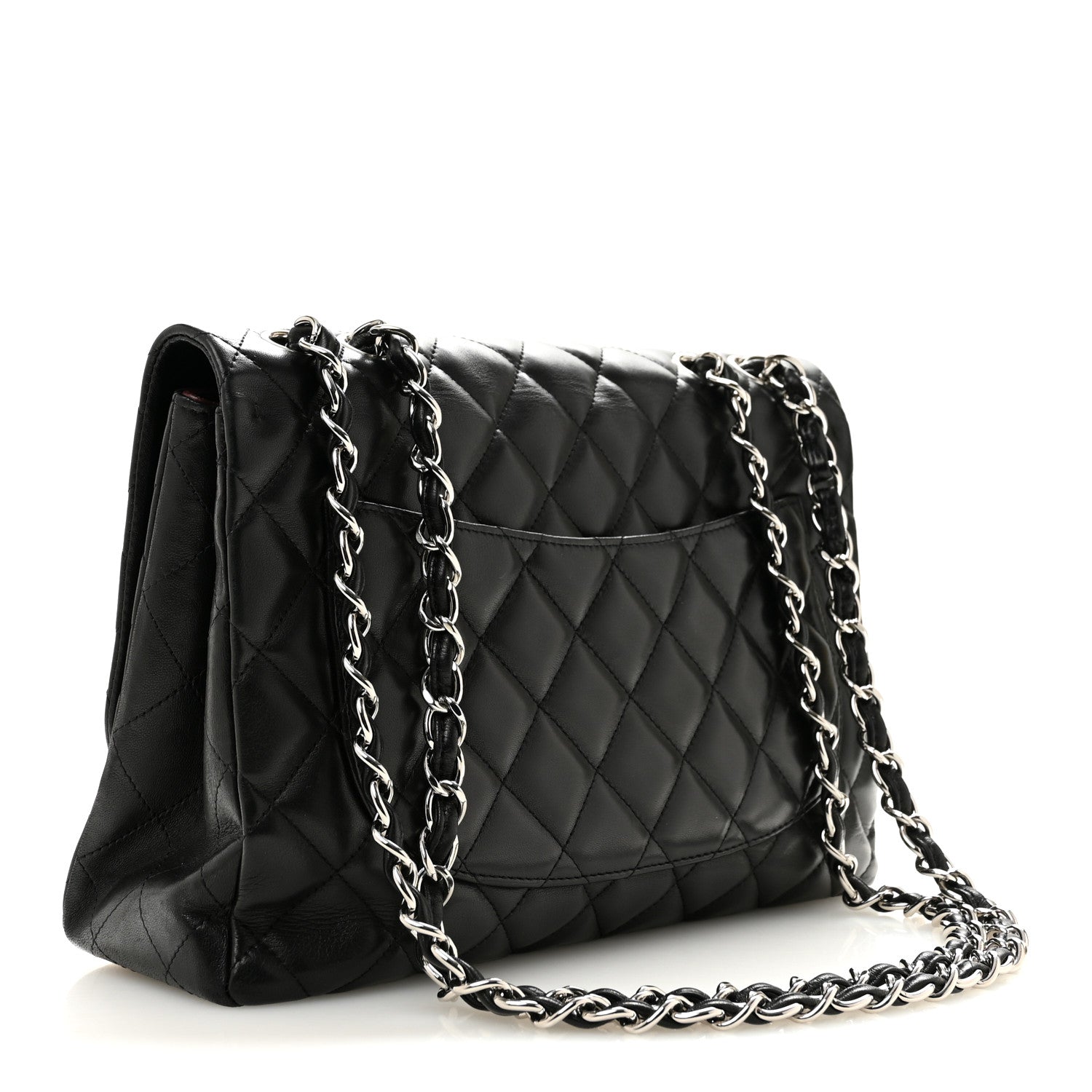 Lambskin Quilted Jumbo Single Flap Black — view 3