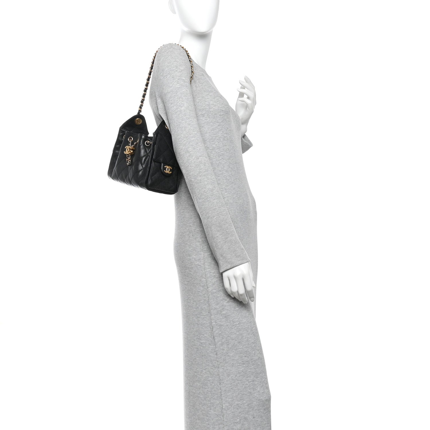 Caviar Quilted Mini Chanel 25 Handbag Black — view 2