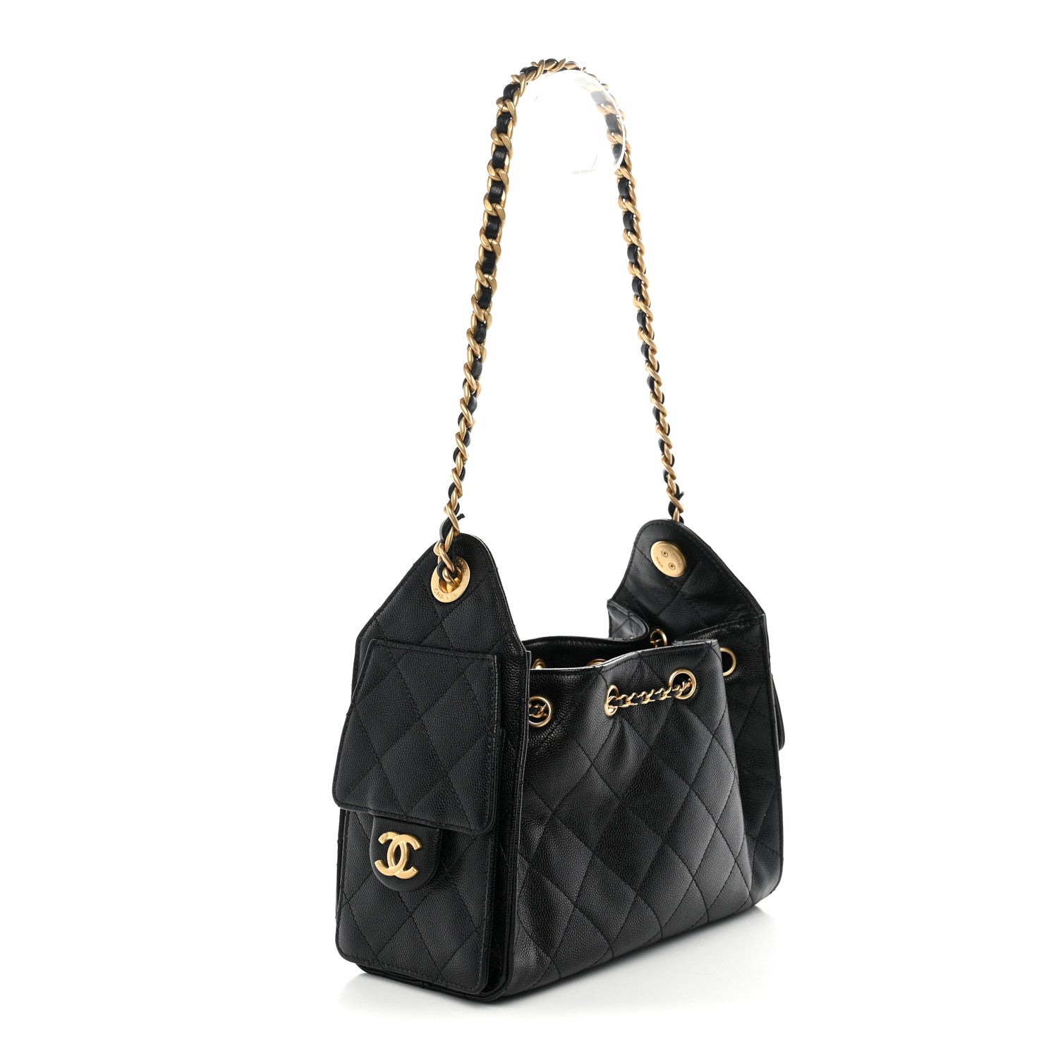 Caviar Quilted Mini Chanel 25 Handbag Black — view 3