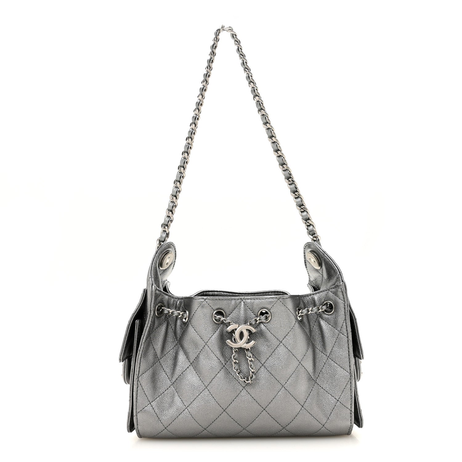 Metallic Caviar Quilted Mini Chanel 25 Handbag Anthracite