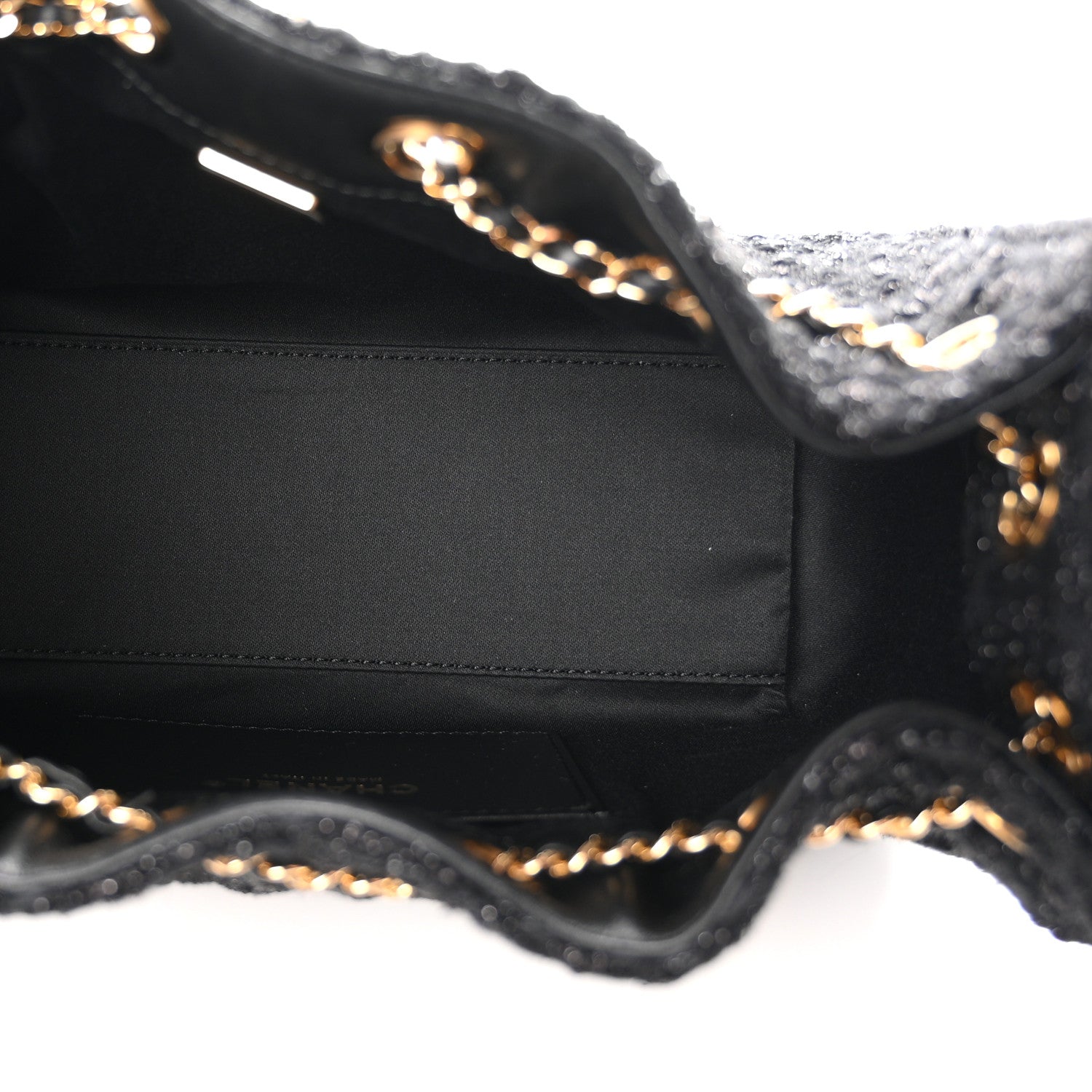 Tweed Quilted Mini Chanel 25 Handbag Black — view 5