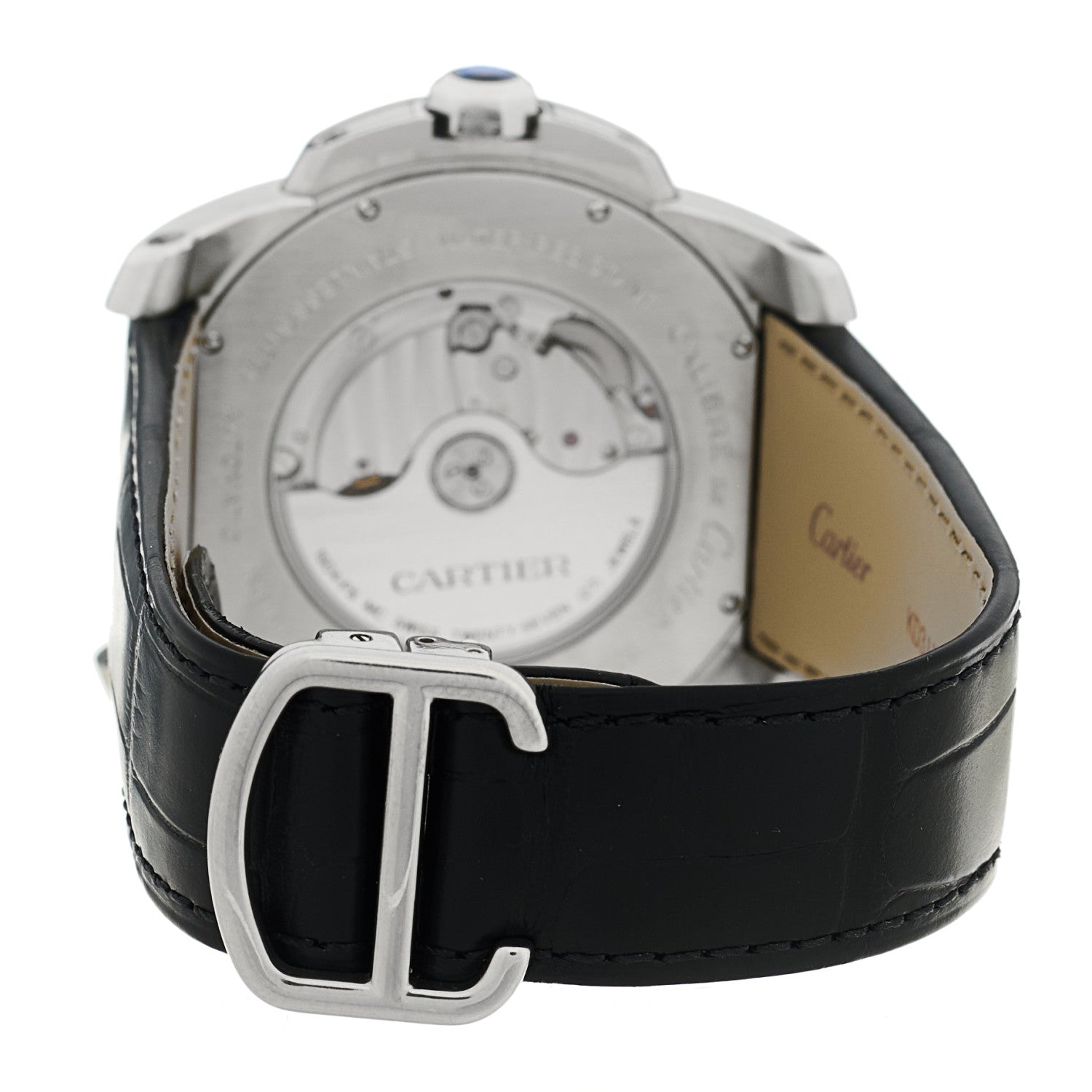 Stainless Steel Alligator 42mm Calibre de Cartier Automatic Watch Black — view 3