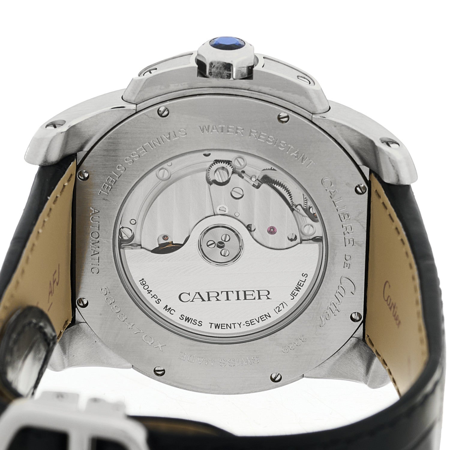 Stainless Steel Alligator 42mm Calibre de Cartier Automatic Watch Black — view 4