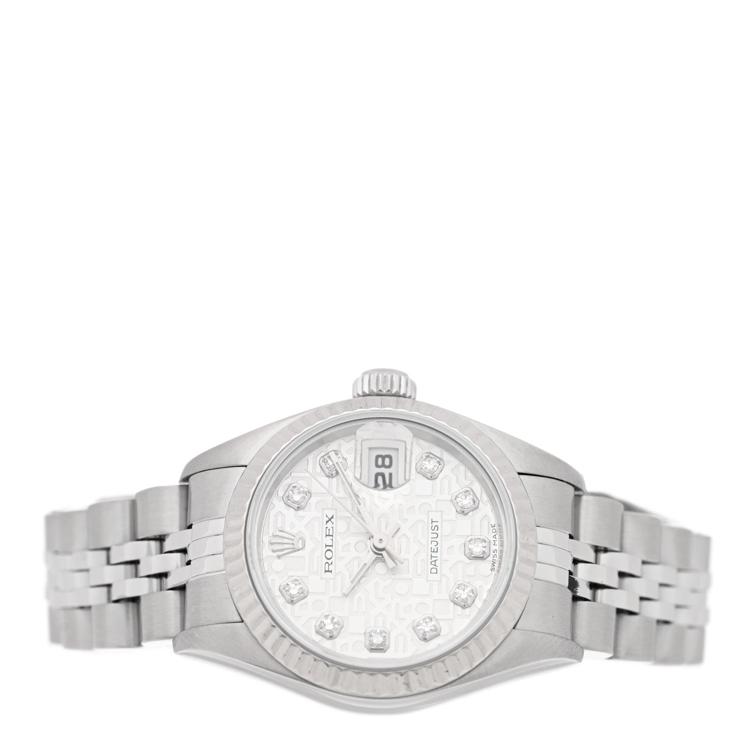 Stainless Steel 18K White Gold Diamond 26mm Oyster Perpetual Datejust Watch Silver Jubilee 79174 — view 2
