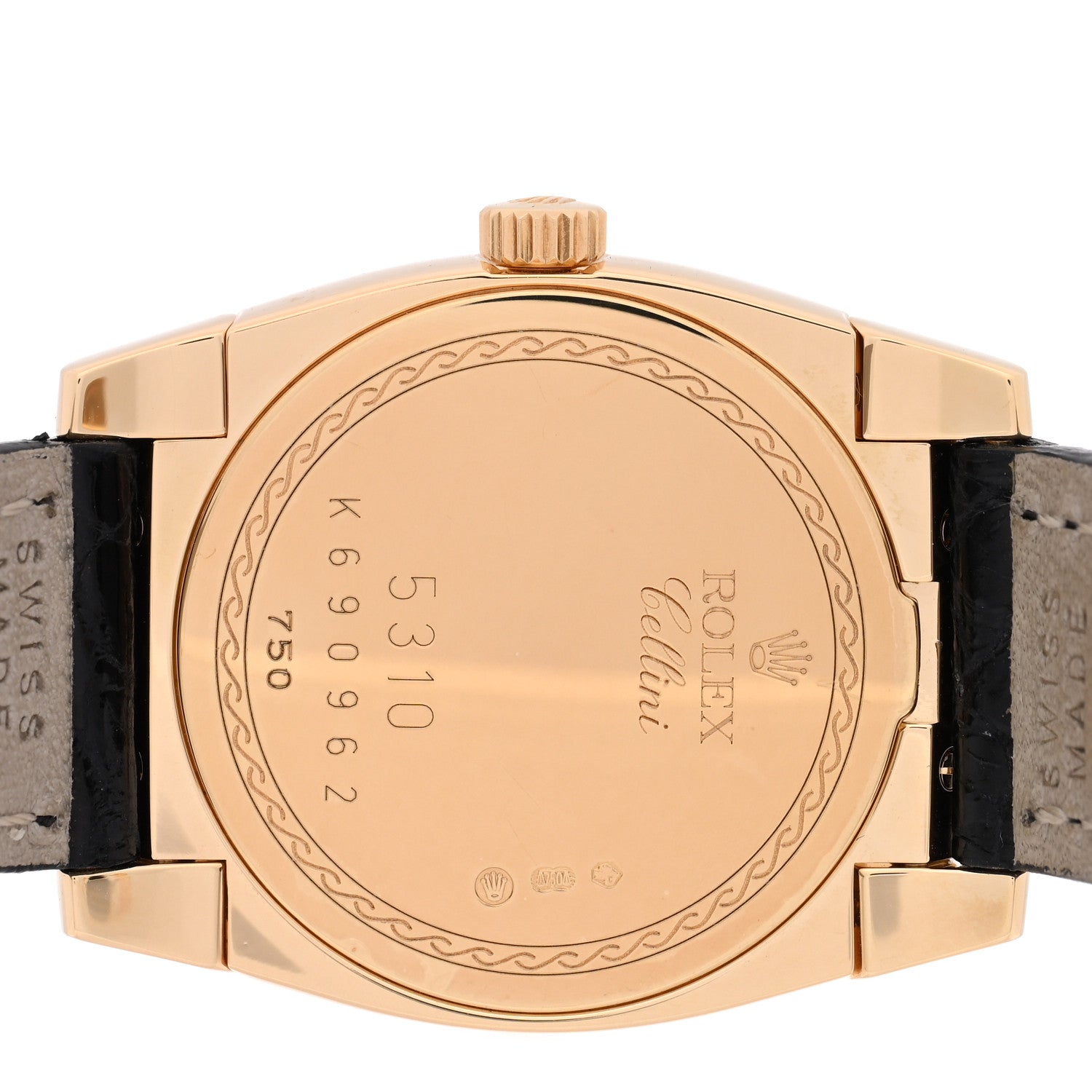 18K Yellow Gold Alligator 26mm Cellini Manual Winding Watch White 5310 — view 4
