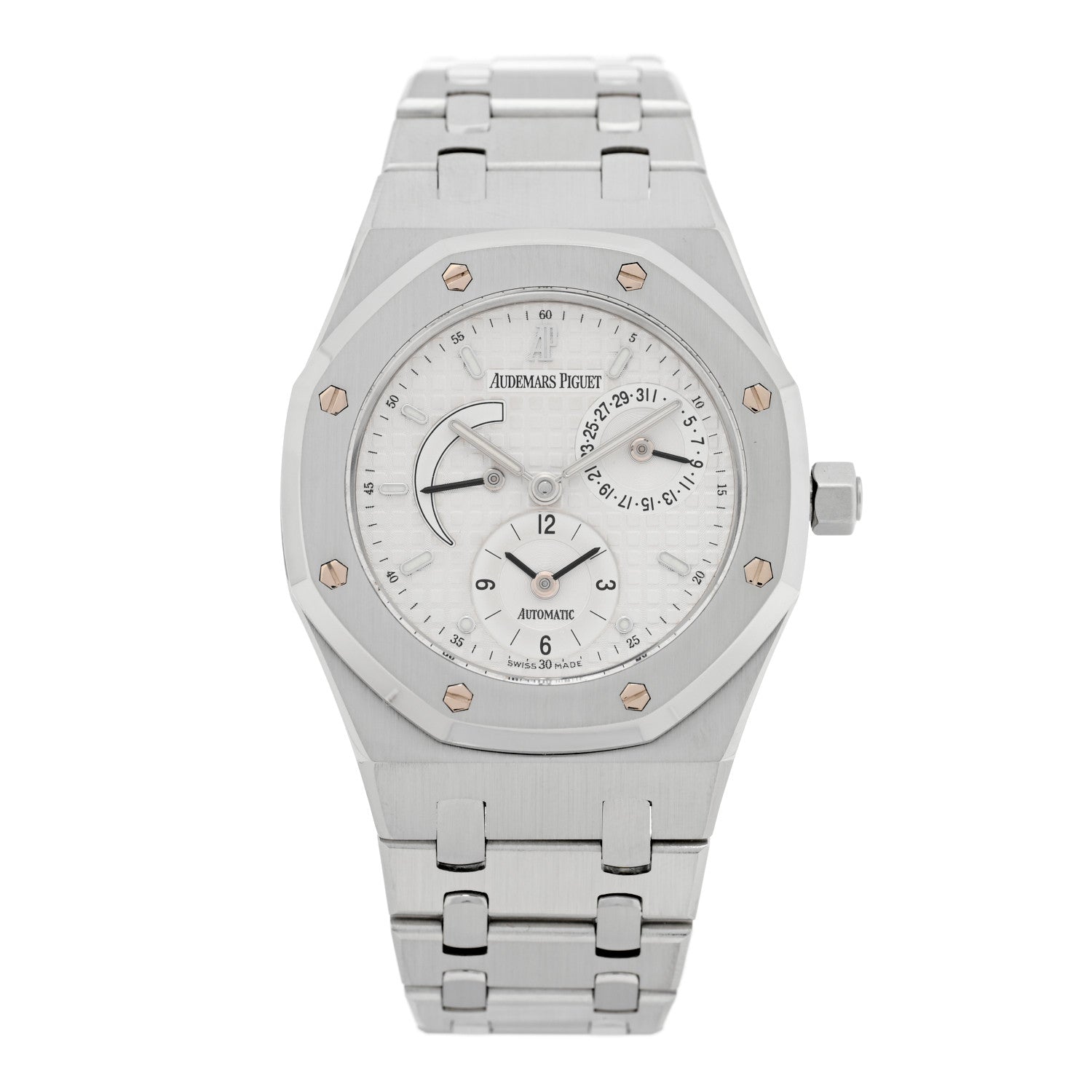 Stainless Steel 36mm Royal Oak Dual Time Automatic Watch White 25730ST.OO.0789ST.09