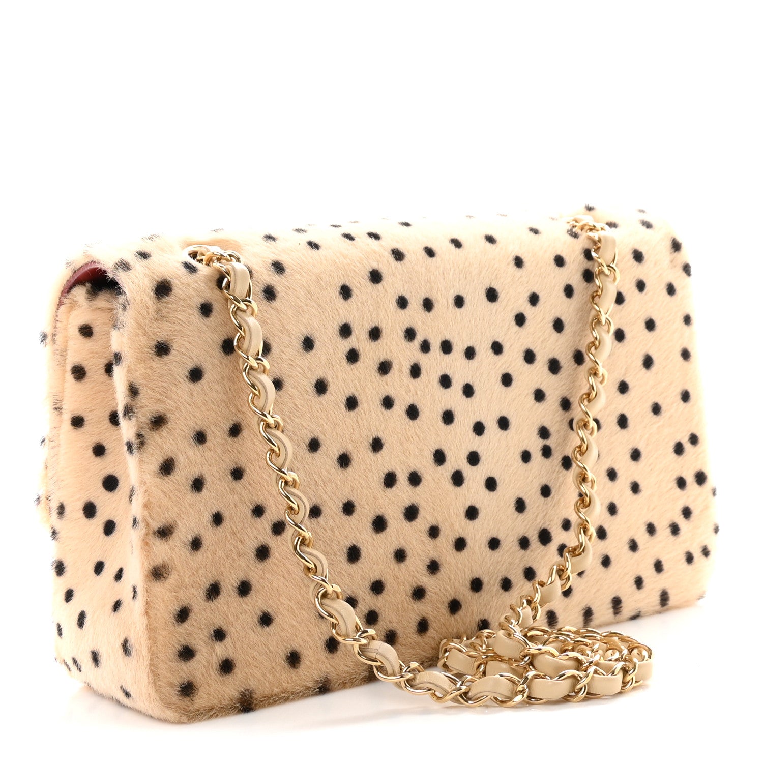 Pony Hair Cheetah Printed Creative Fabrics Flap Light Beige Black — view 3