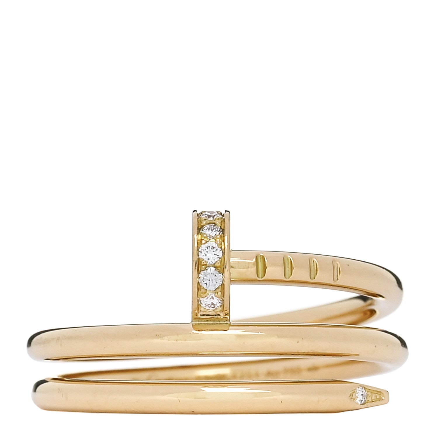 18K Yellow Gold Diamond Double Juste Un Clou Ring 51 5.75