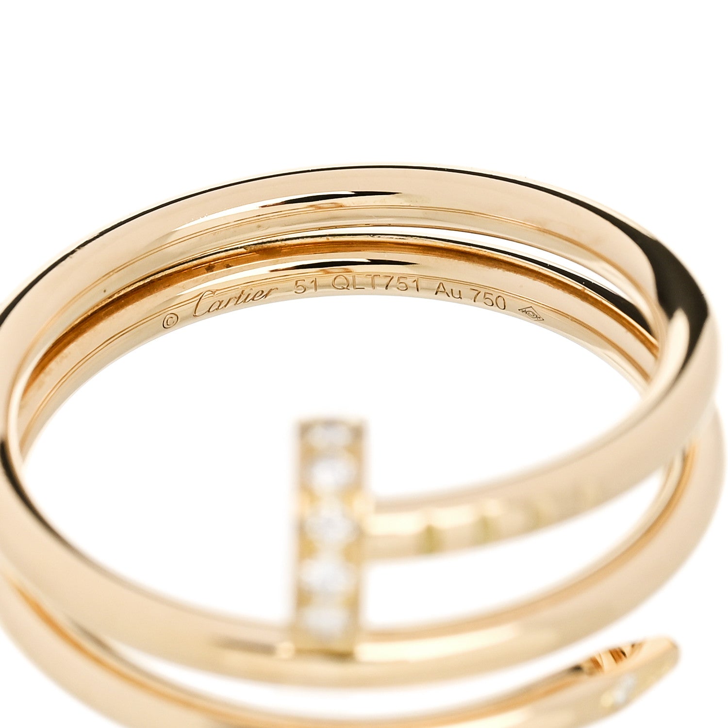 18K Yellow Gold Diamond Double Juste Un Clou Ring 51 5.75 — view 5