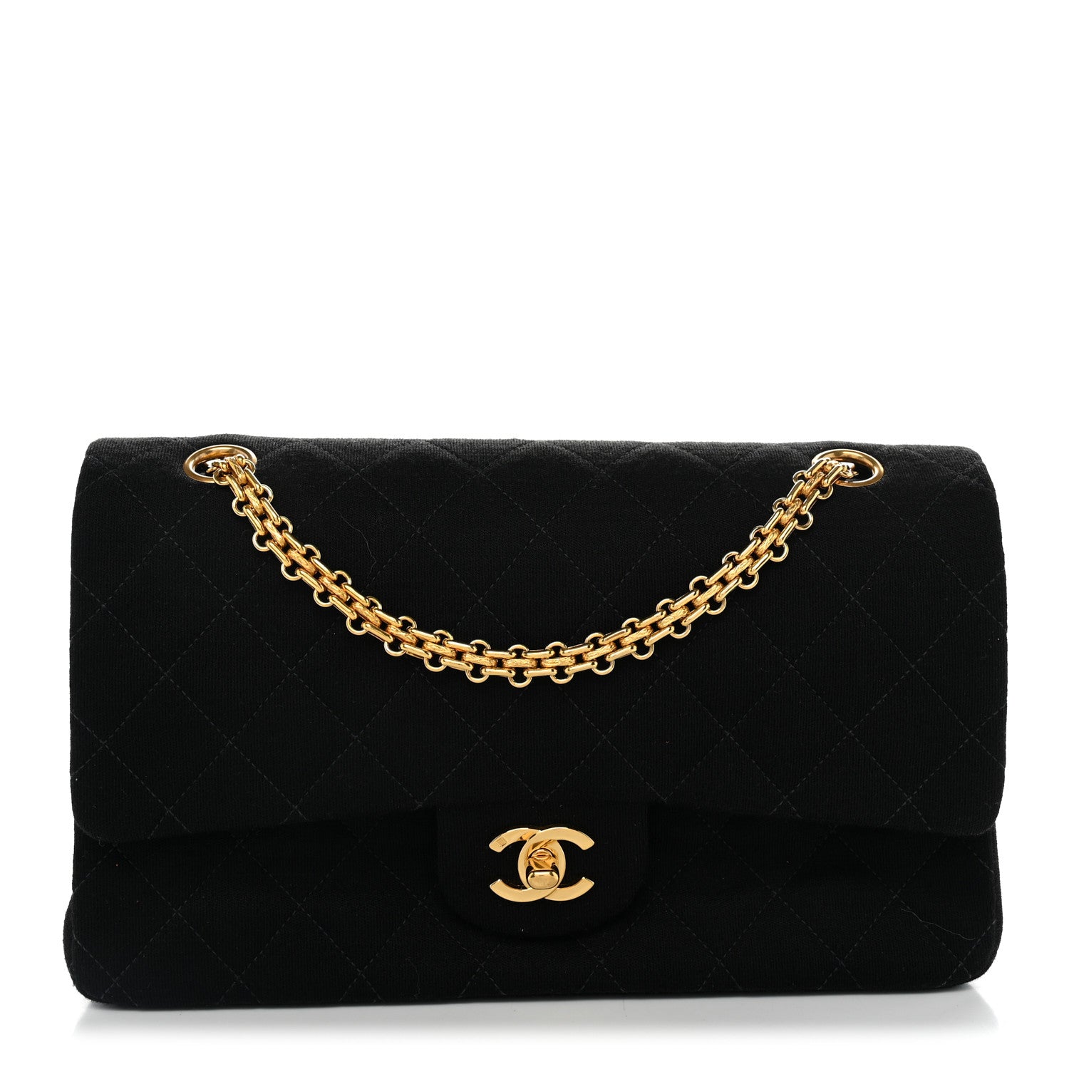 Jersey Quilted Medium Double Flap Black