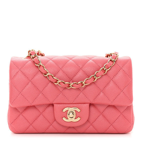 Caviar Quilted Mini Rectangular Flap Dark Pink