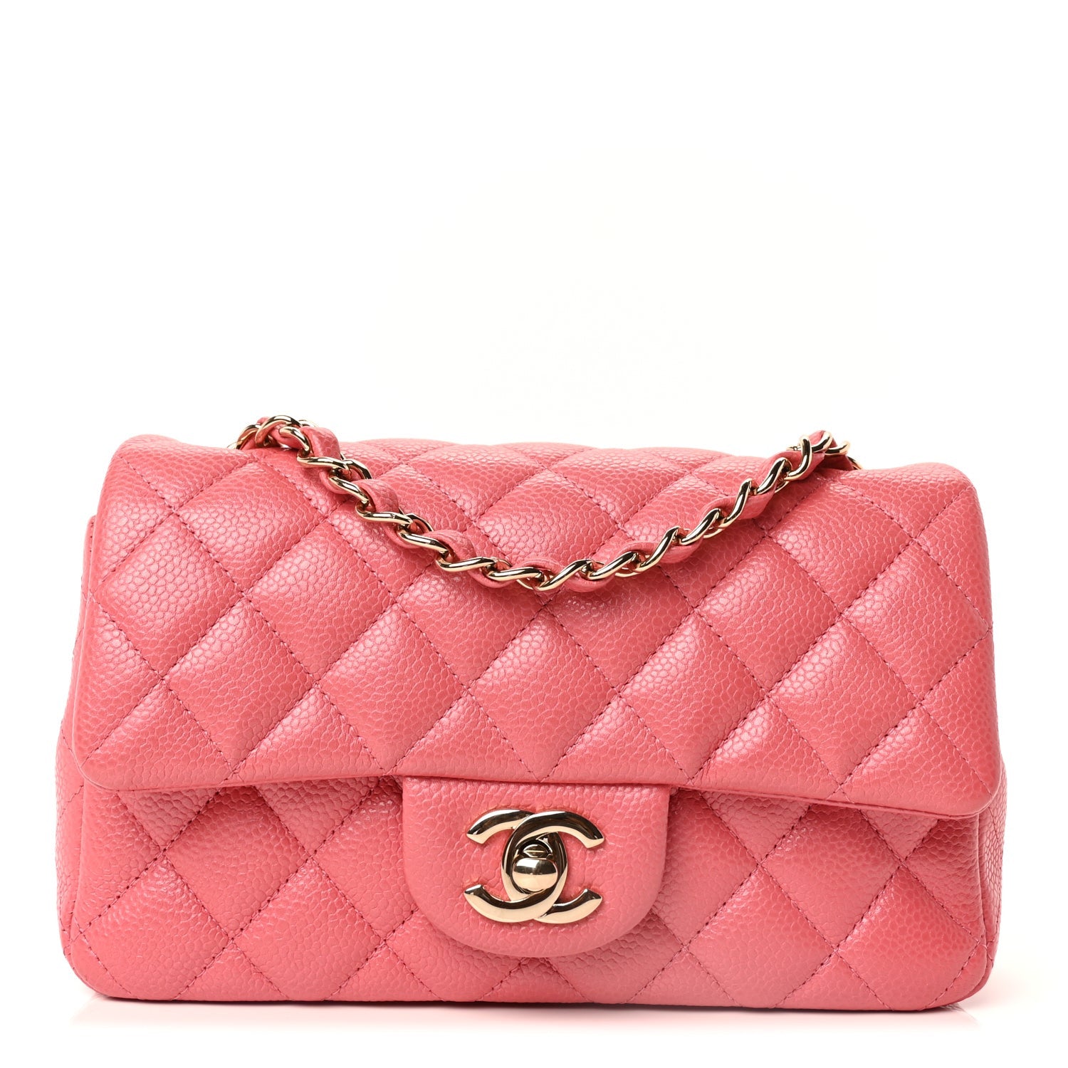 Caviar Quilted Mini Rectangular Flap Dark Pink — view 2