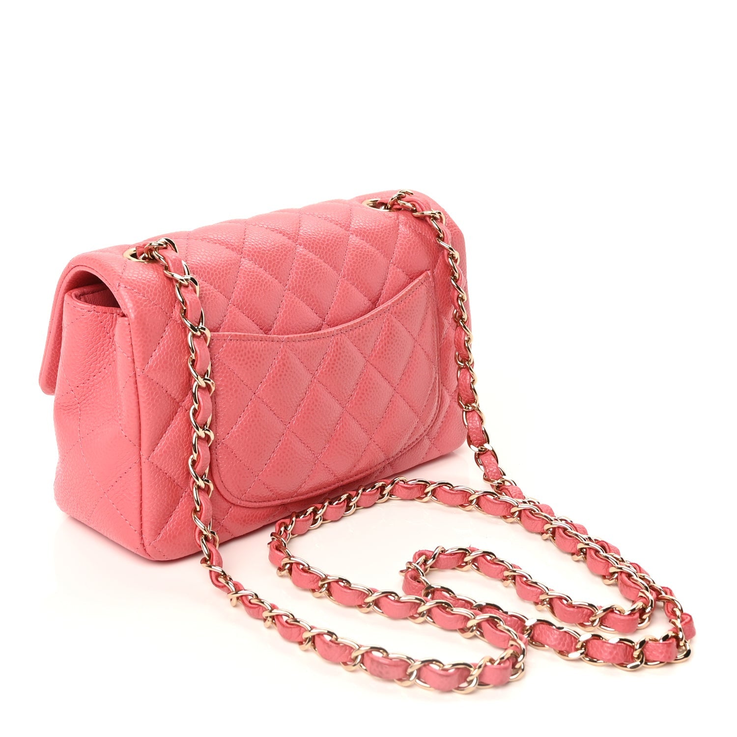 Caviar Quilted Mini Rectangular Flap Dark Pink — view 3