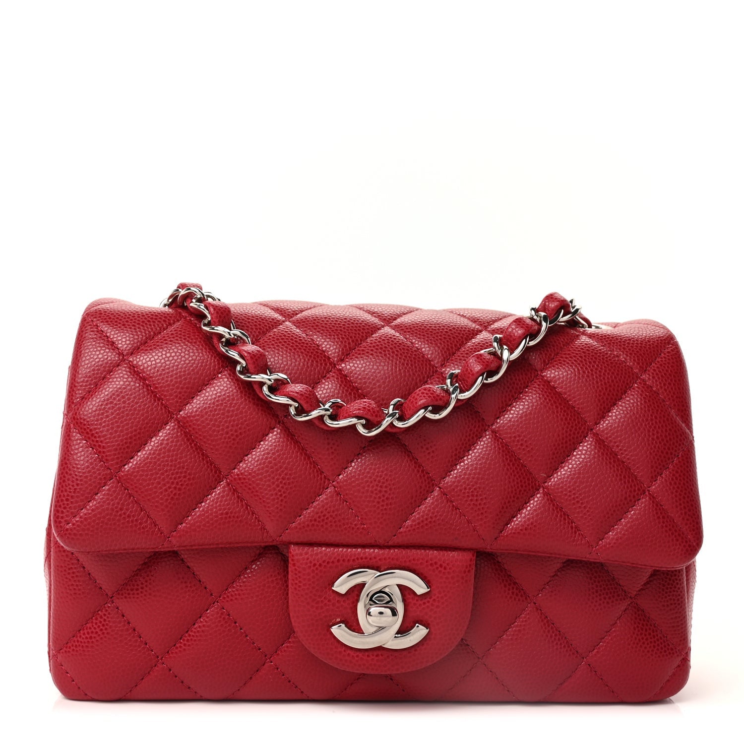 Caviar Quilted Mini Rectangular Flap  Pink — view 2