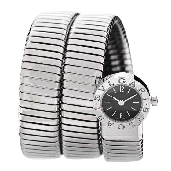 Stainless Steel 19mm Serpenti Tubogas Double Spiral Quartz Watch Black