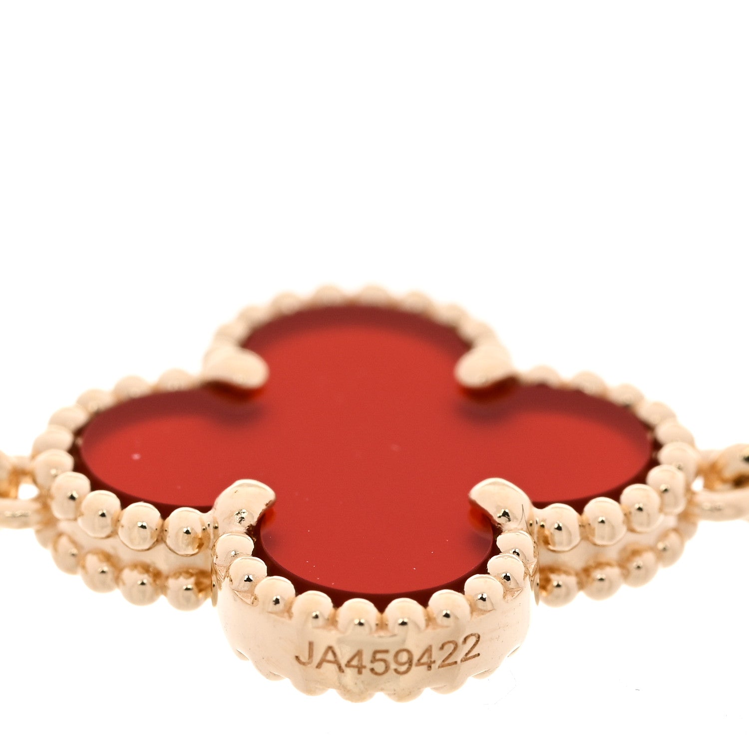 18K Yellow Gold Carnelian 5 Motifs Vintage Alhambra Bracelet — view 4