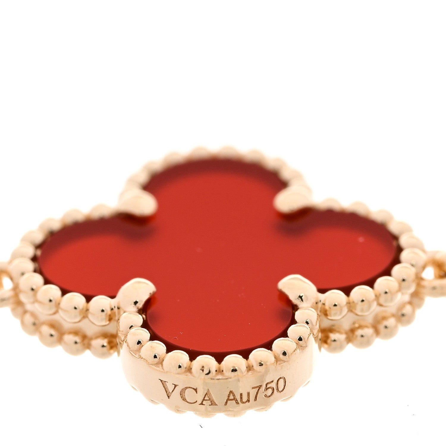 18K Yellow Gold Carnelian 5 Motifs Vintage Alhambra Bracelet — view 5