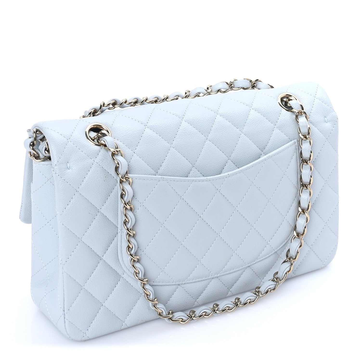 Caviar Quilted Medium Double Flap Light Blue — view 2