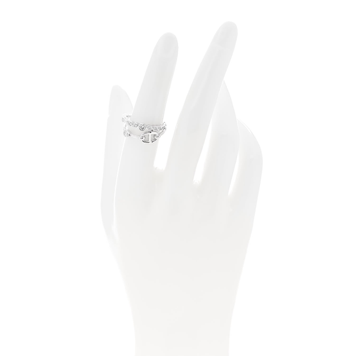 18K White Gold Diamond Chaine D'Ancre Fancy Chaos Ring 52 6 — view 2
