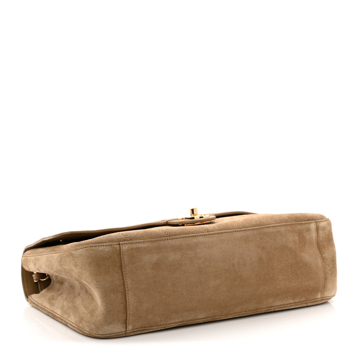 Suede Calfskin Small Souplissimo Maxi Flap Dark Beige — view 3