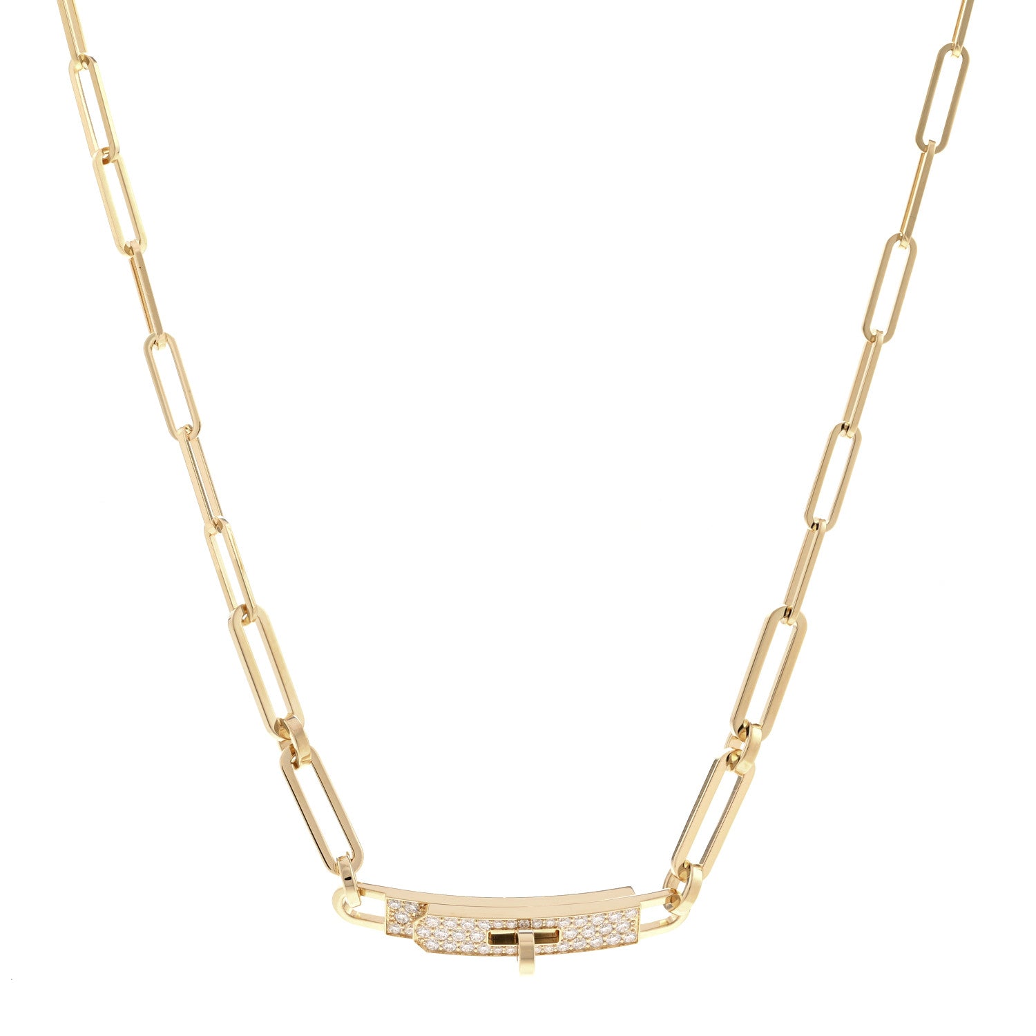 18K Yellow Gold Diamond Pave Kelly Chaine Choker Necklace