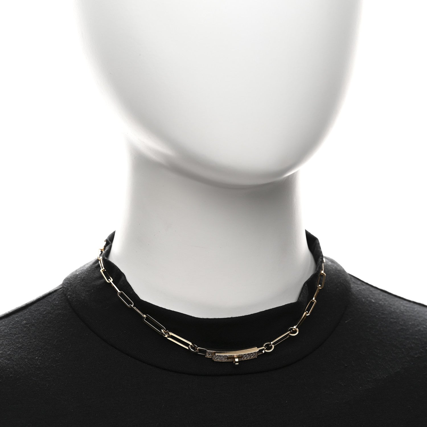 18K Yellow Gold Diamond Pave Kelly Chaine Choker Necklace — view 2
