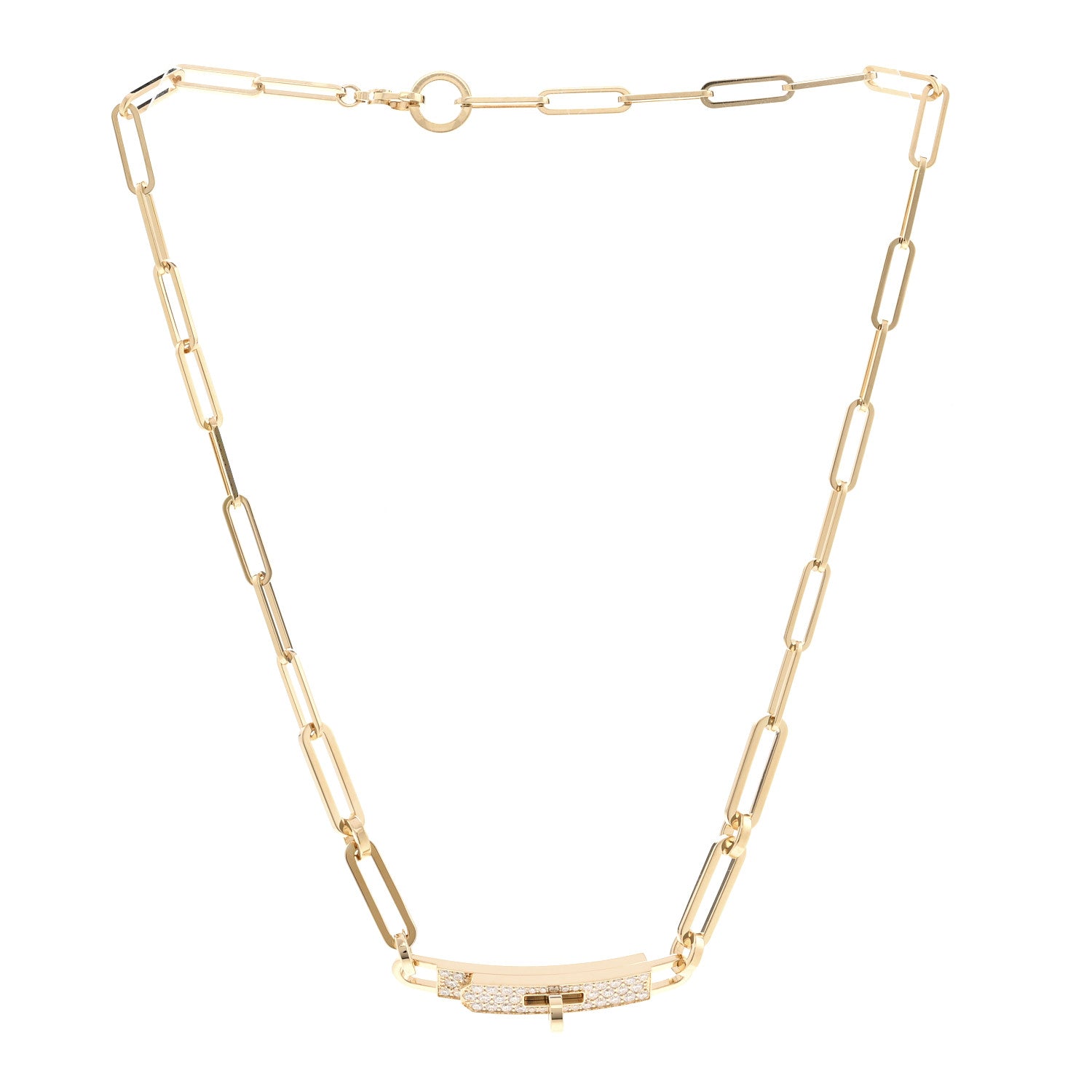 18K Yellow Gold Diamond Pave Kelly Chaine Choker Necklace — view 3