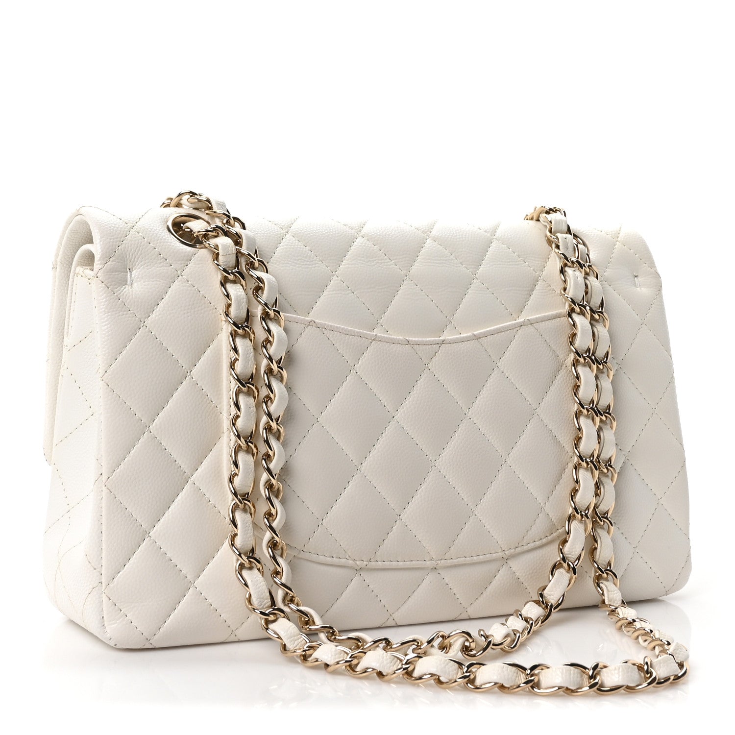 Caviar Quilted Medium Double Flap White — view 3