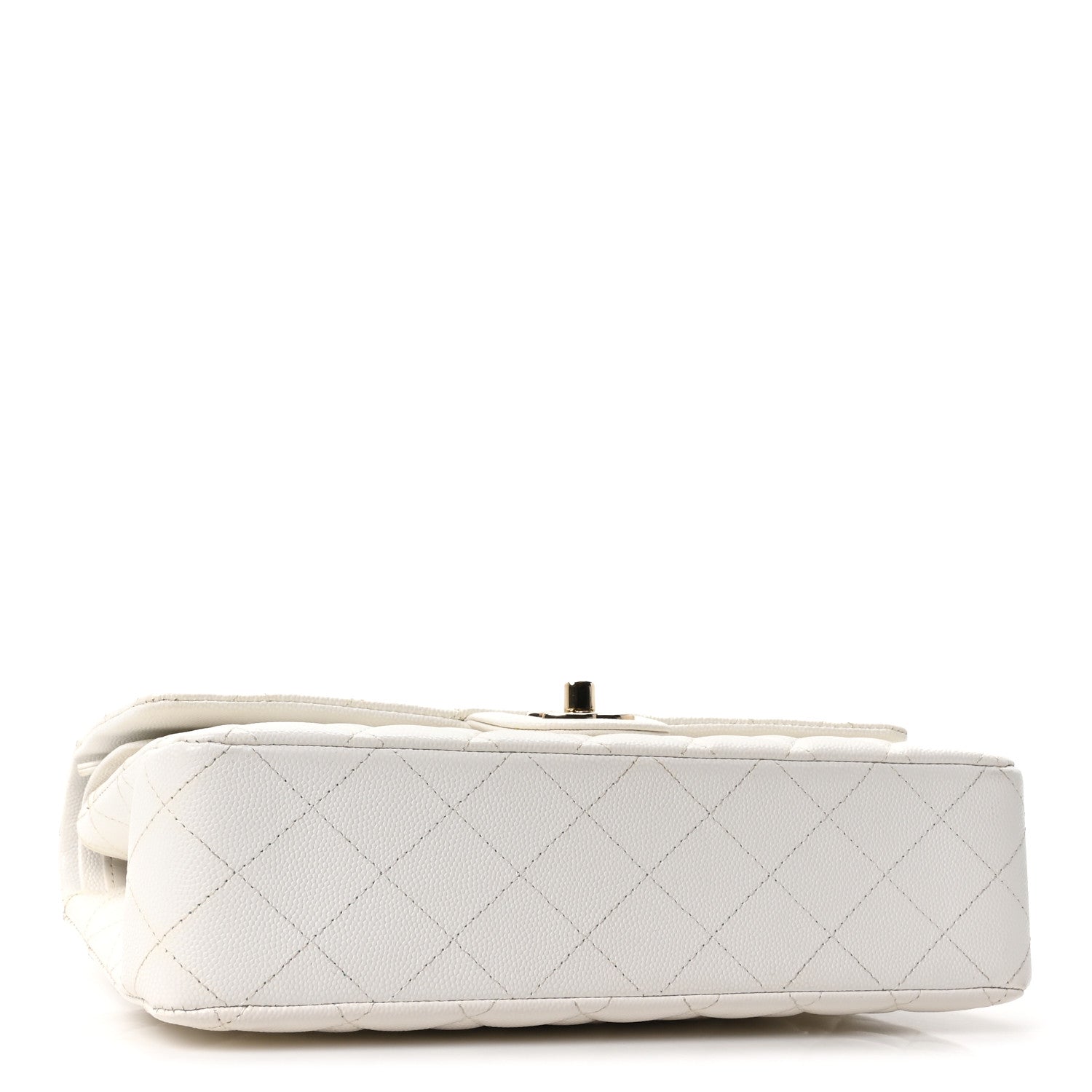 Caviar Quilted Medium Double Flap White — view 4