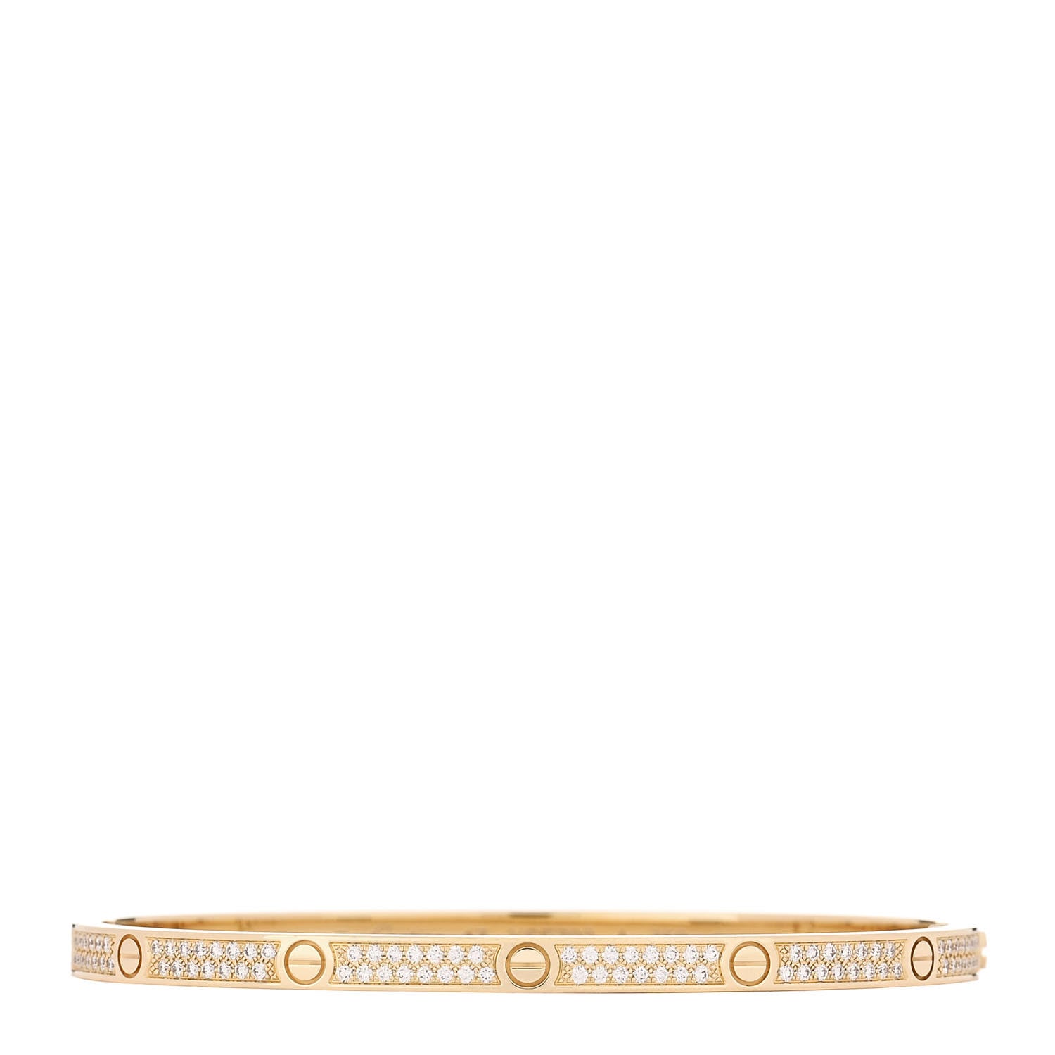 18K Yellow Gold Diamond Small LOVE Paved Bracelet 17