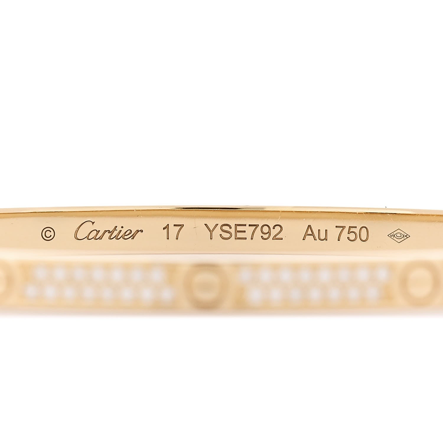18K Yellow Gold Diamond Small LOVE Paved Bracelet 17 — view 3