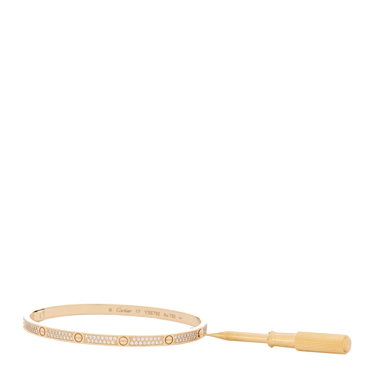 18K Yellow Gold Diamond Small LOVE Paved Bracelet 17 — view 4