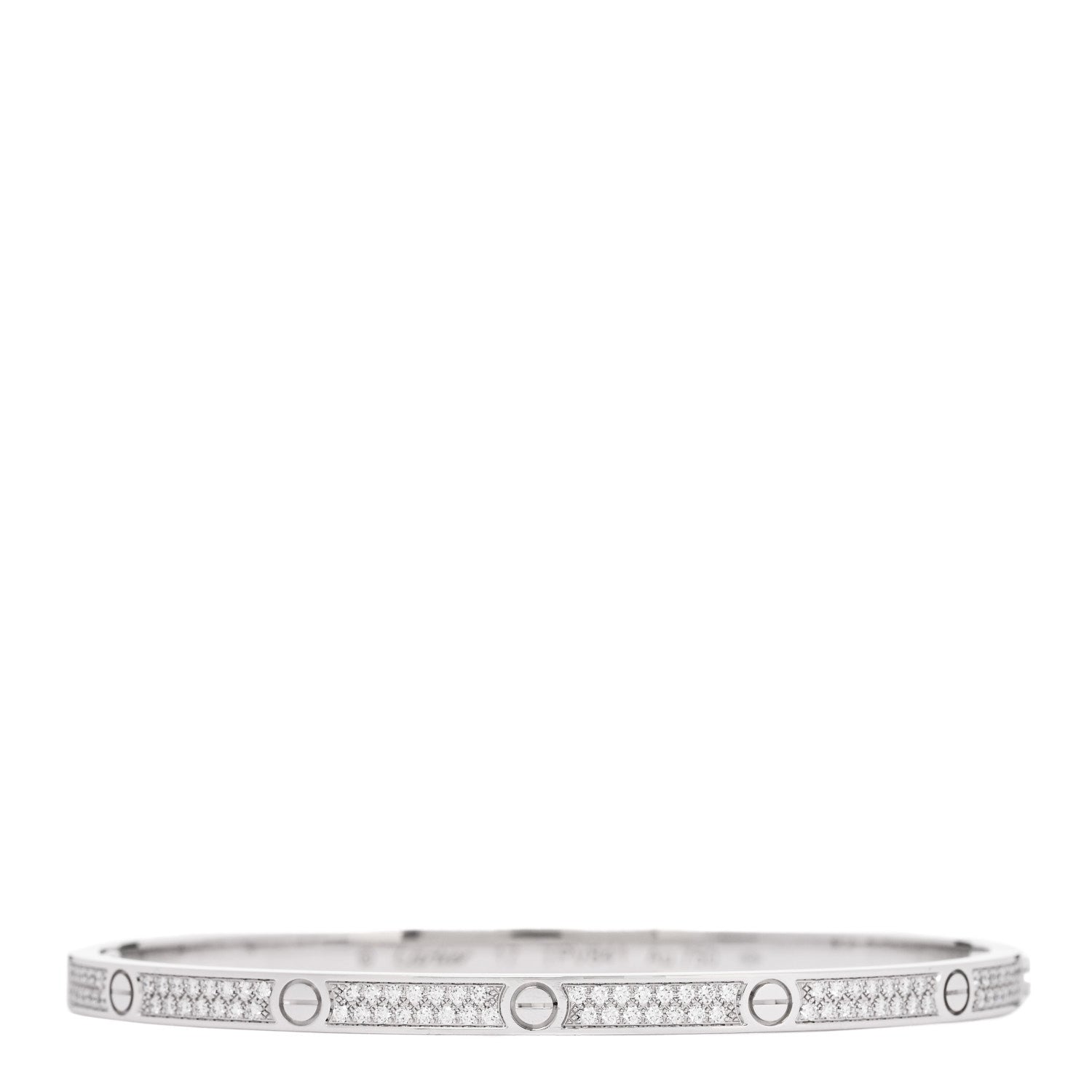 18K White Gold Diamond Small LOVE Paved Bracelet 17