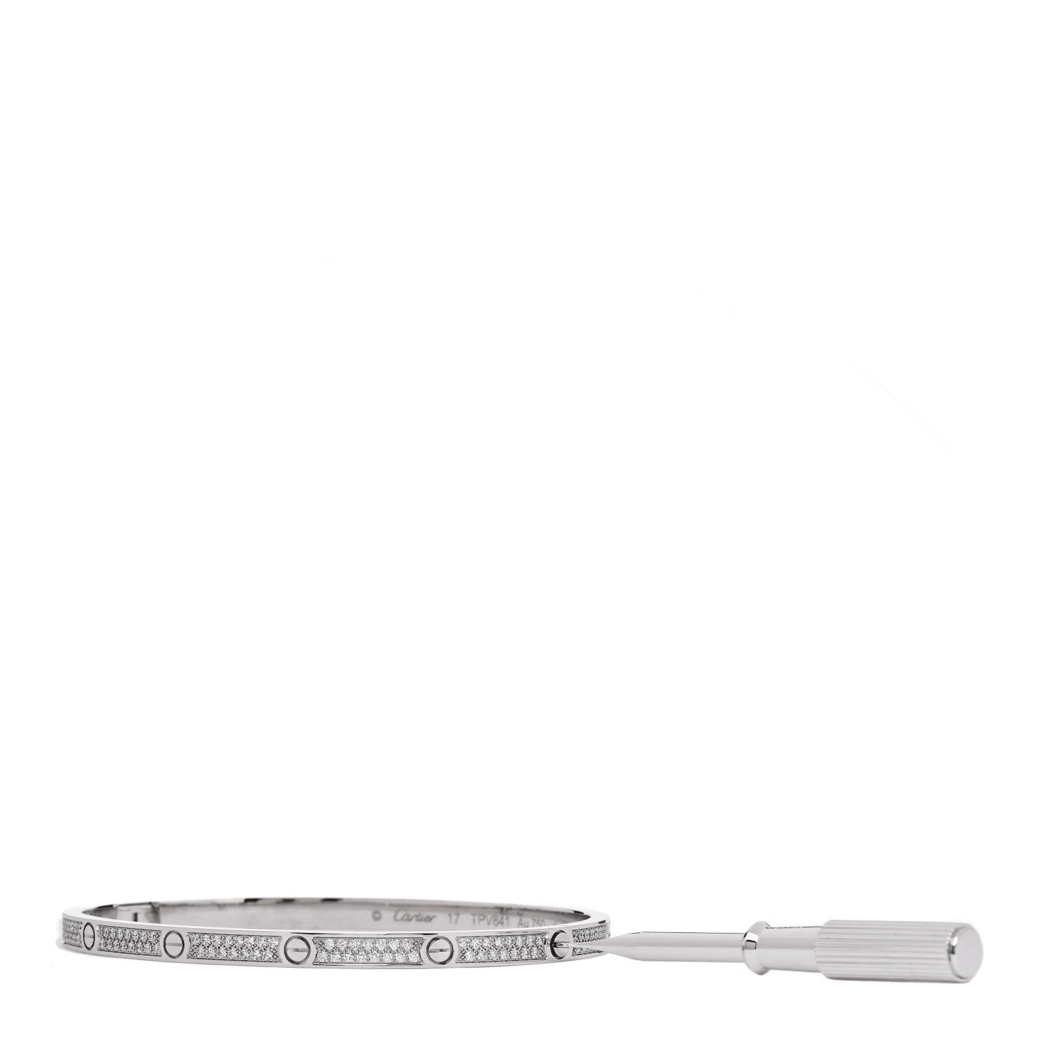 18K White Gold Diamond Small LOVE Paved Bracelet 17 — view 3