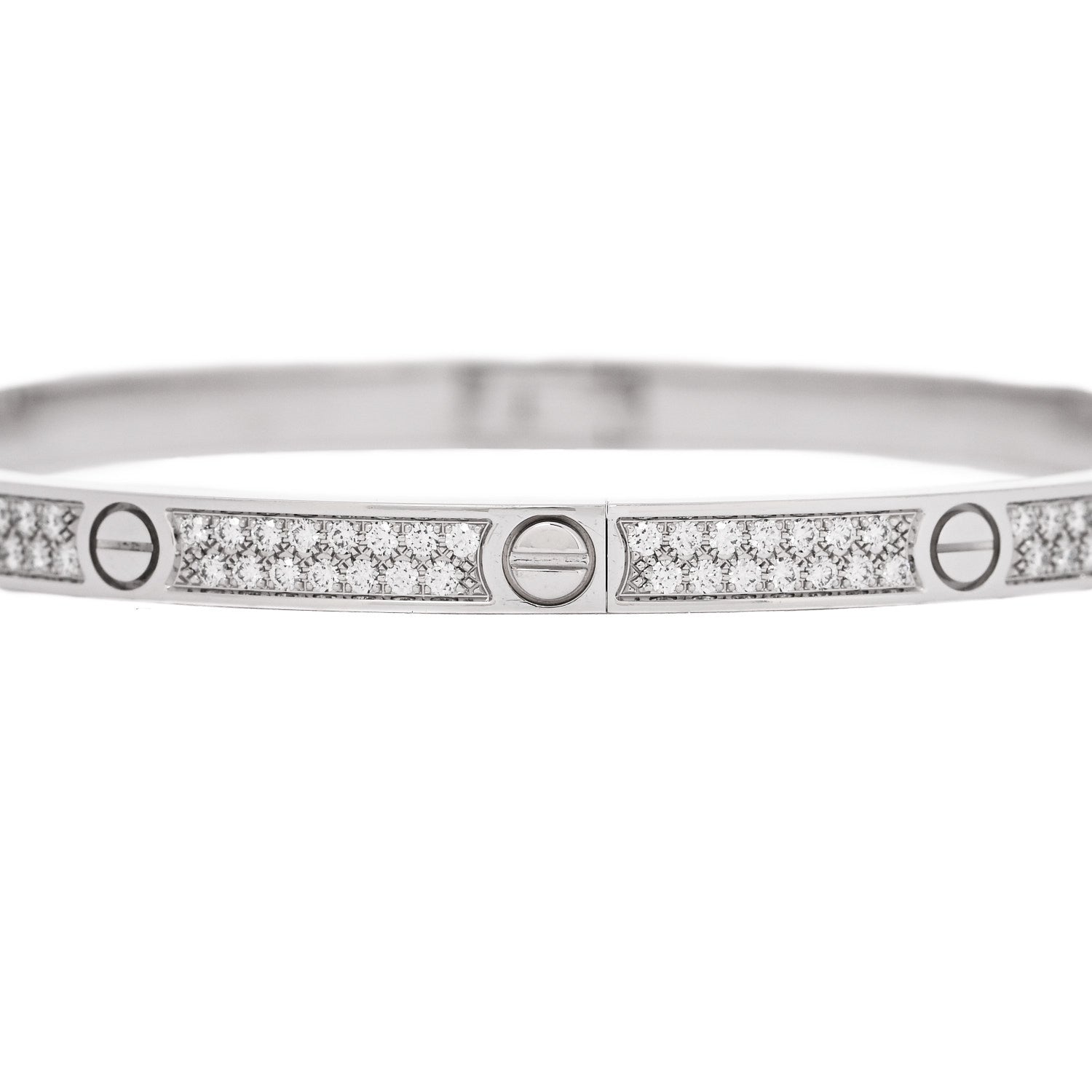 18K White Gold Diamond Small LOVE Paved Bracelet 17 — view 4