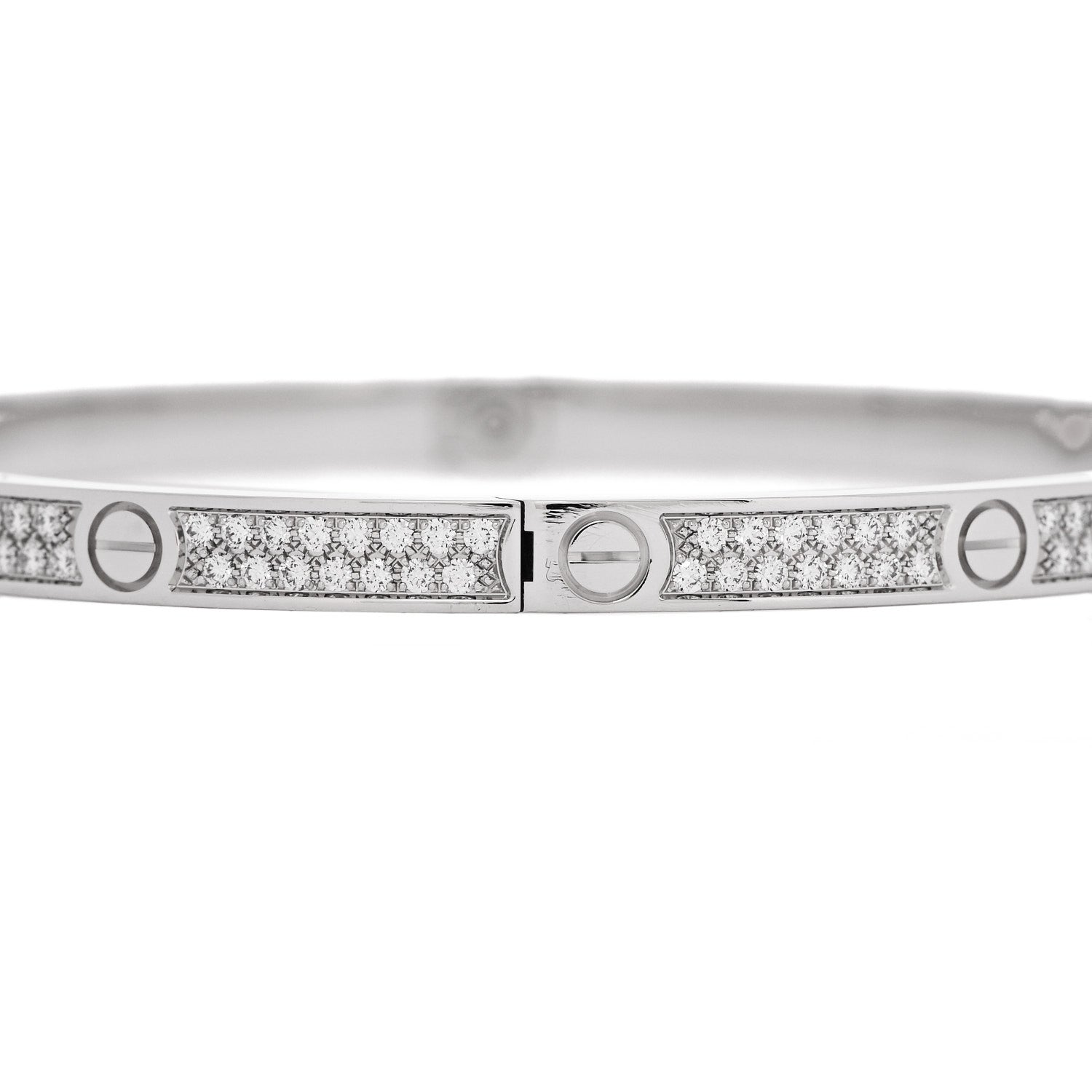 18K White Gold Diamond Small LOVE Paved Bracelet 17 — view 5
