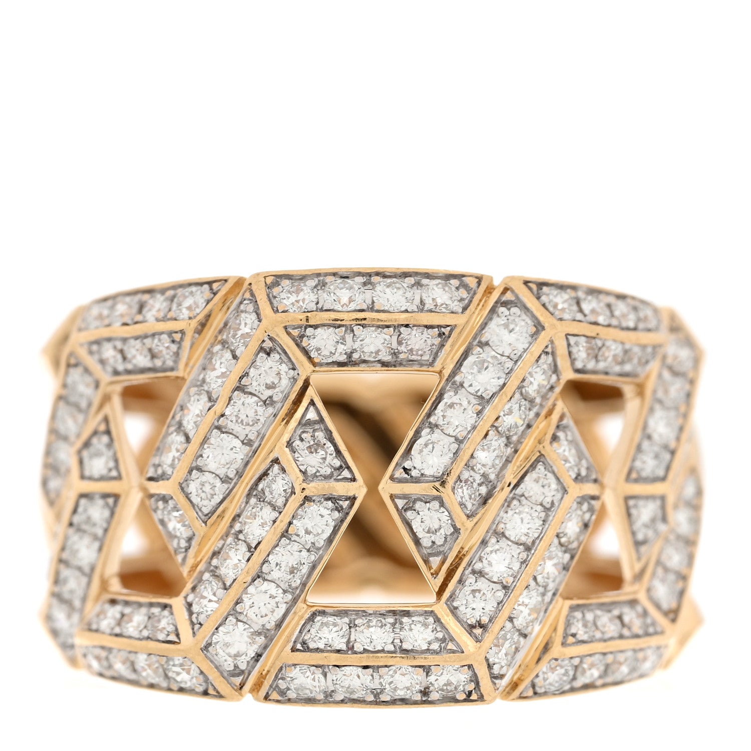 18K Yellow Gold Diamond 16mm Carlyle Ring 57 8