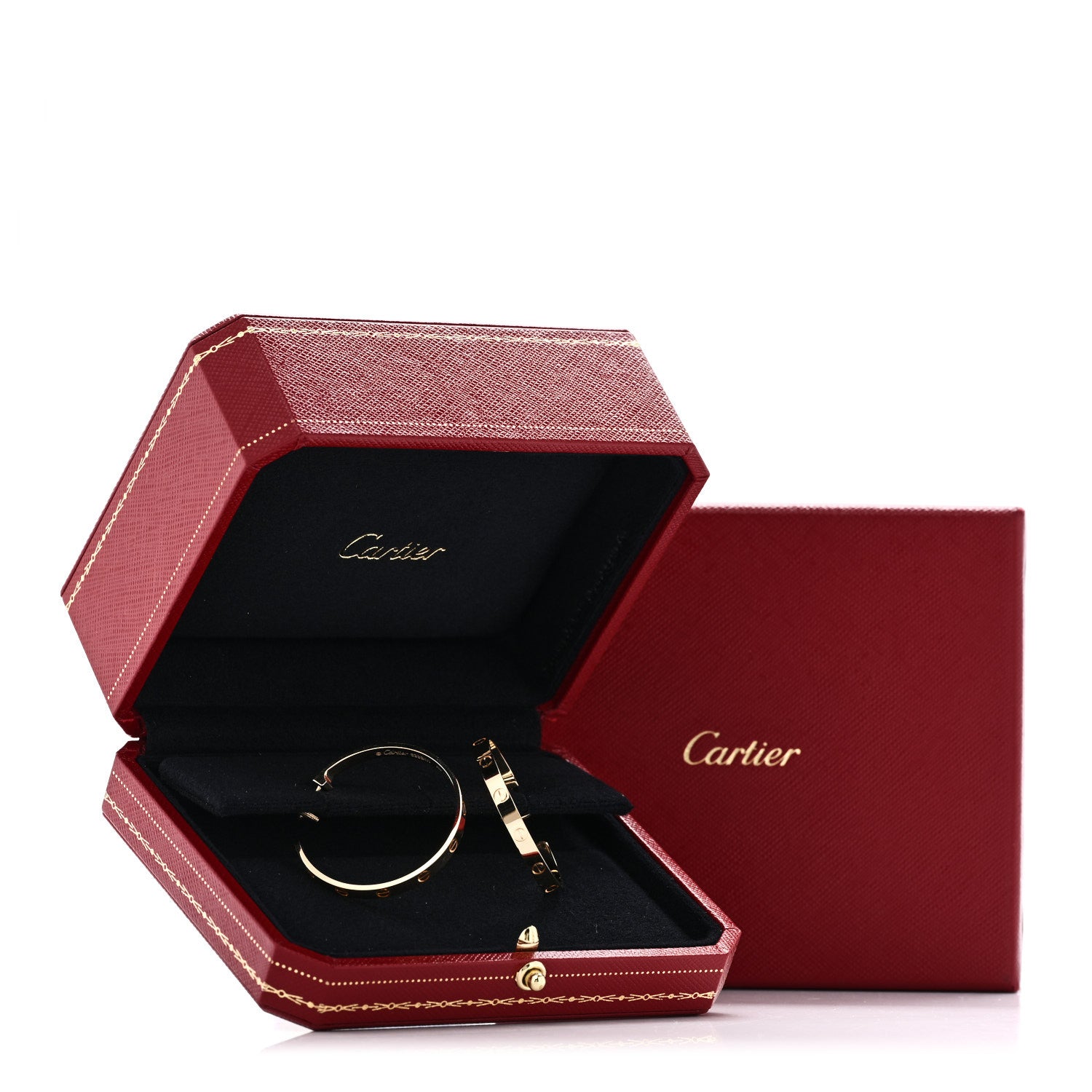 18K Yellow Gold Large LOVE Hoop Earrings — view 5