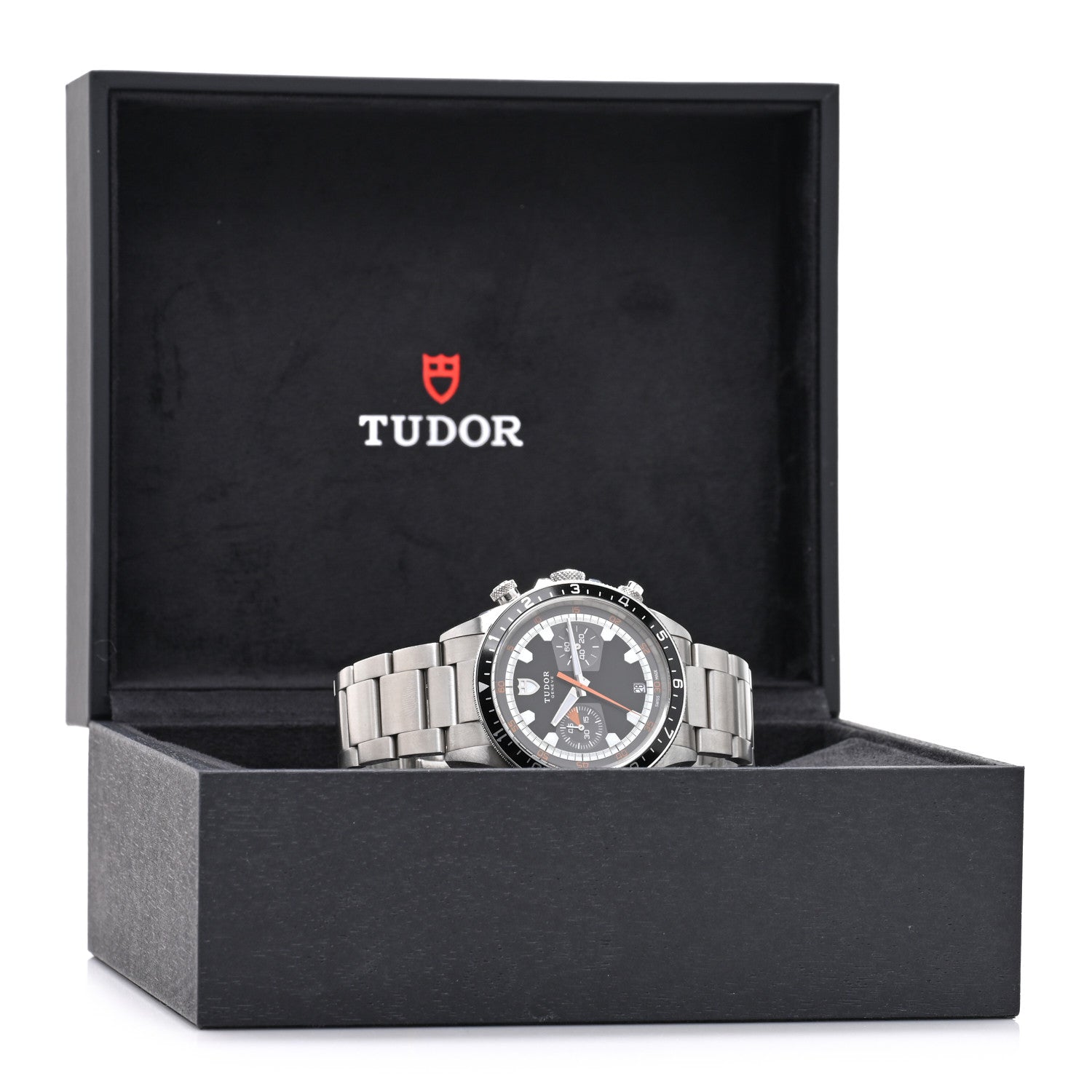 Stainless Steel 42mm Heritage Chrono Automatic Watch Black 70330N — view 5