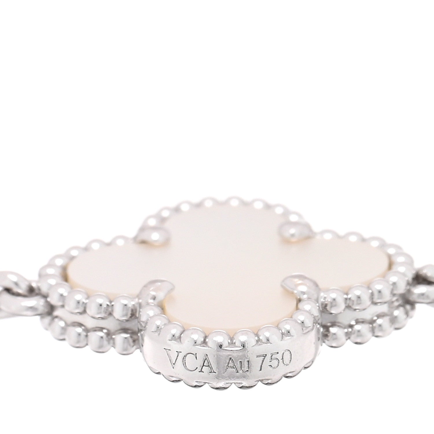 18K White Gold Mother of Pearl 5 Motifs Vintage Alhambra Bracelet — view 3
