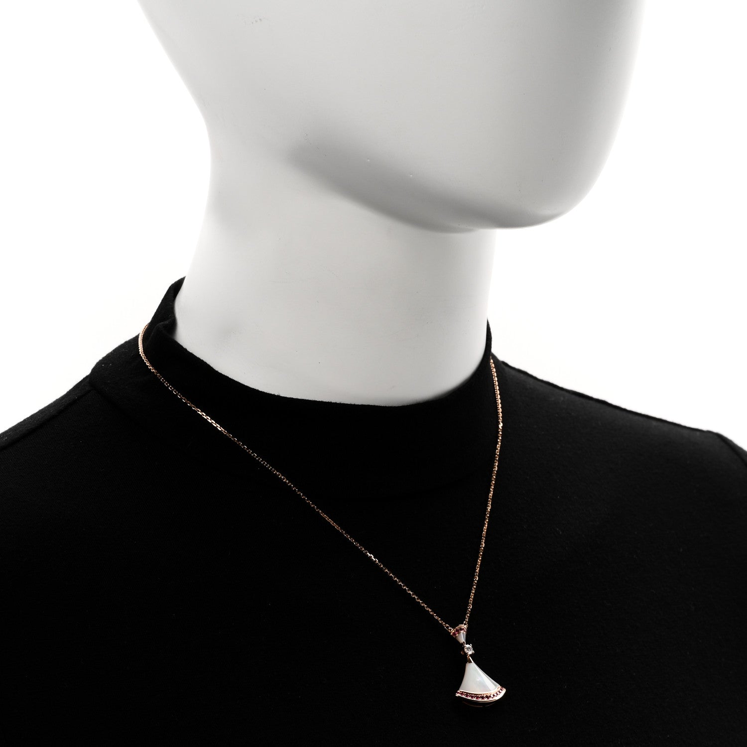 18K Rose Gold Diamond Ruby Mother of Pearl Large Divas' Dream Pendant Necklace — view 2