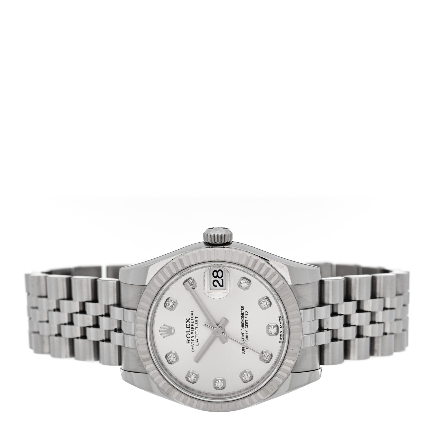 Stainless Steel 18K White Gold Diamond 31mm Oyster Perpetual Datejust Watch Silver 178274 — view 2