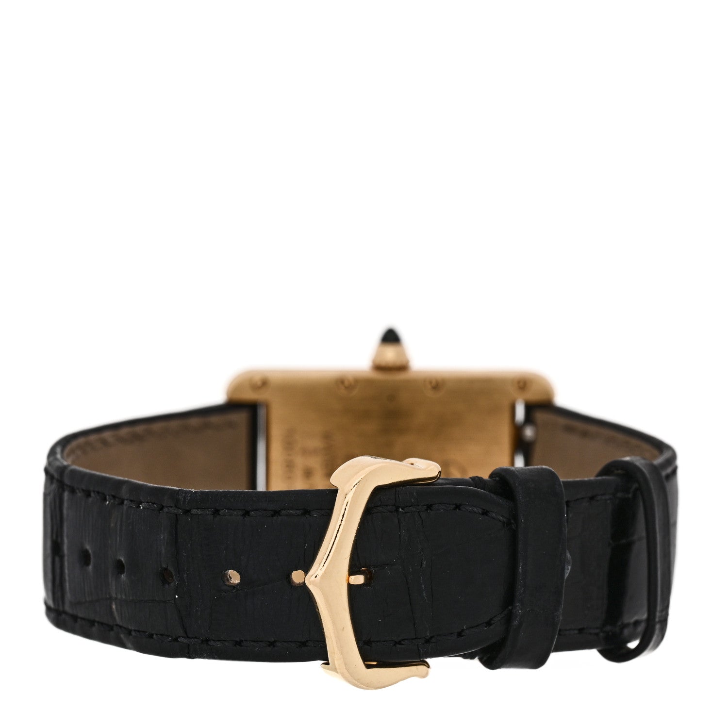 18K Yellow Gold Alligator 26mm Tank Louis Quartz Watch — view 3