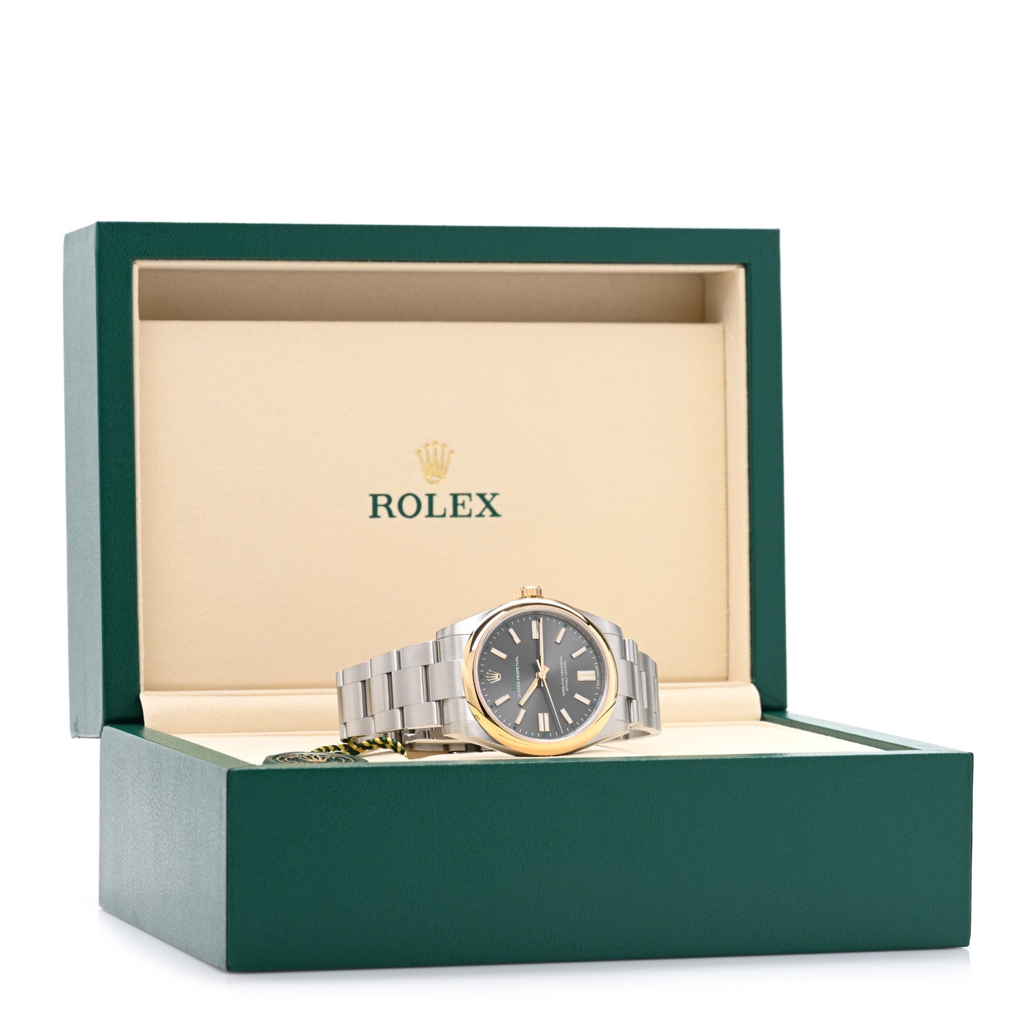 Stainless Steel 18K Yellow Gold 41mm Oyster Perpetual 100th Anniversary Watch Slate 134303 — view 5