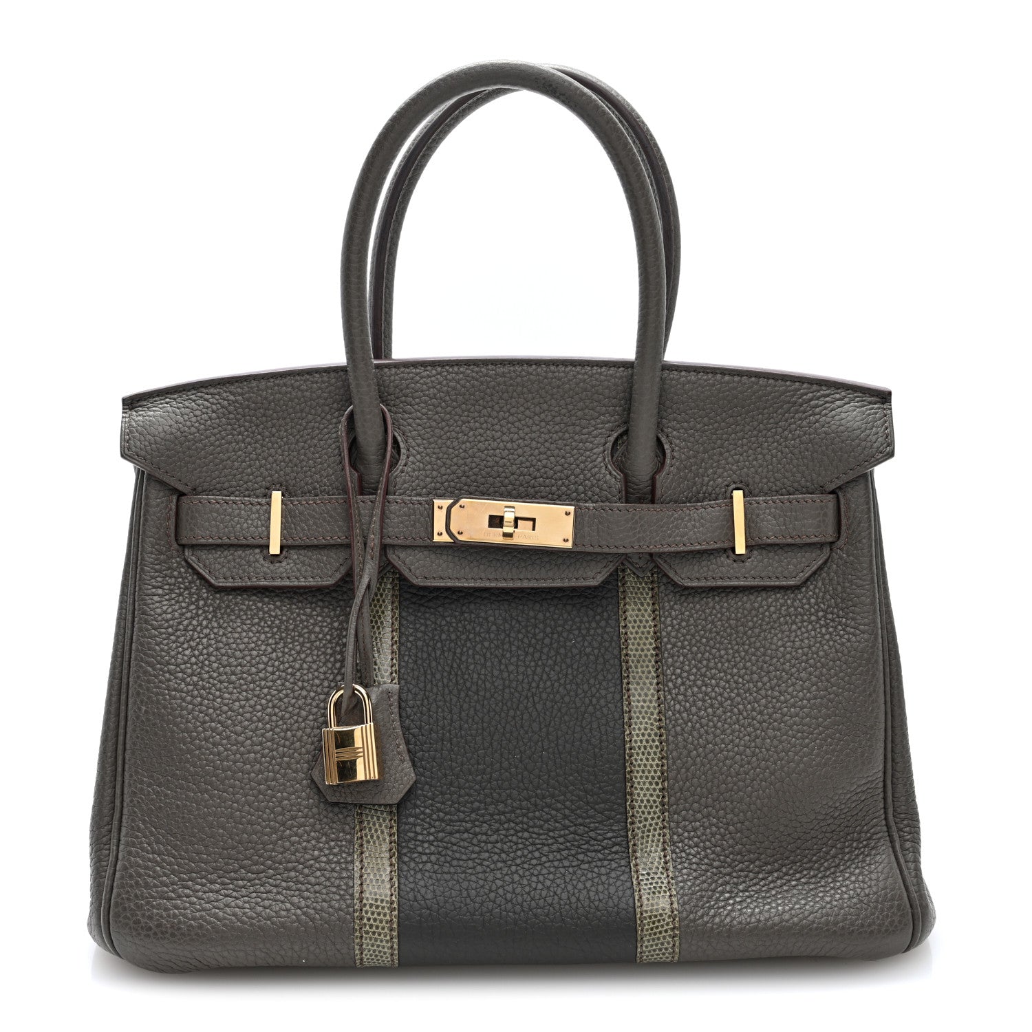 Taurillon Clemence Lizard Club Birkin 30 Etain Graphite