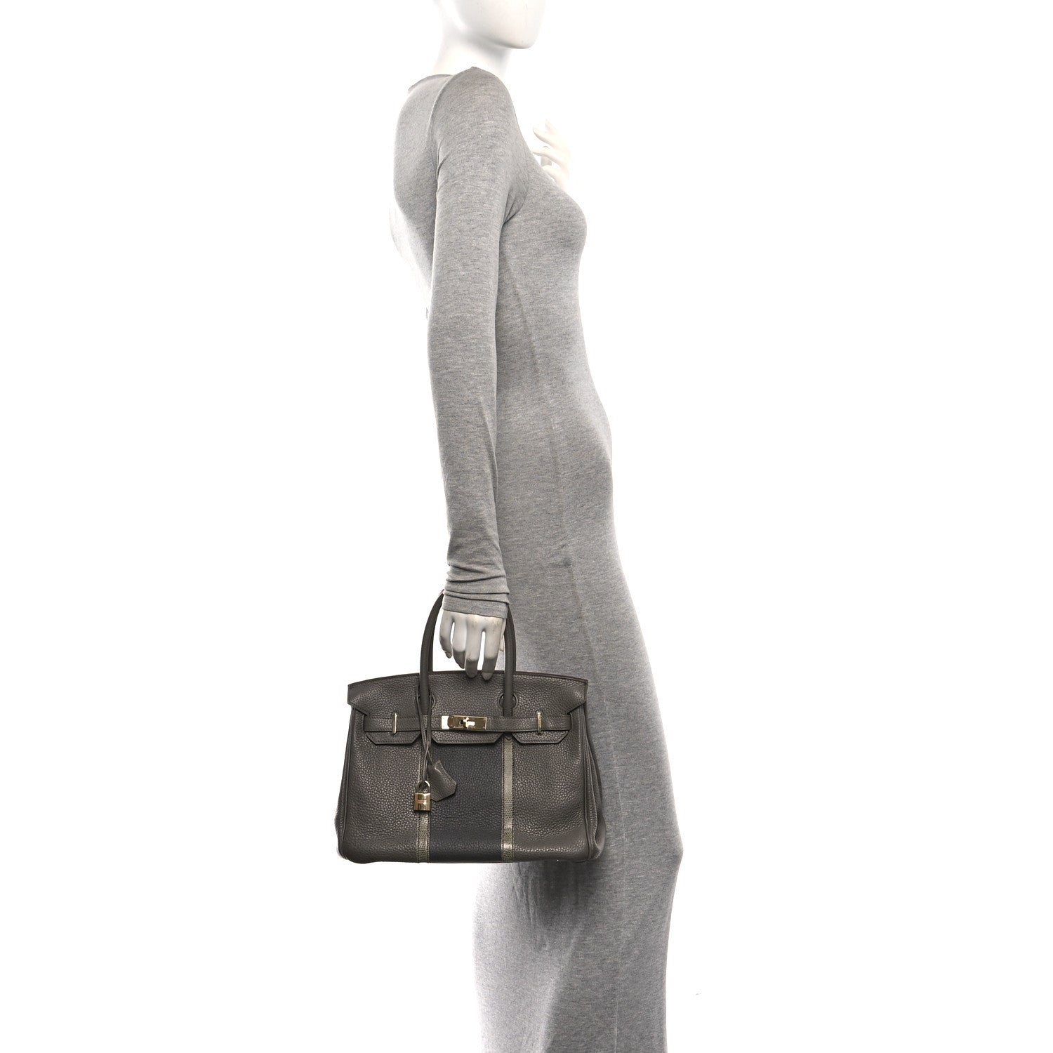 Taurillon Clemence Lizard Club Birkin 30 Etain Graphite — view 2